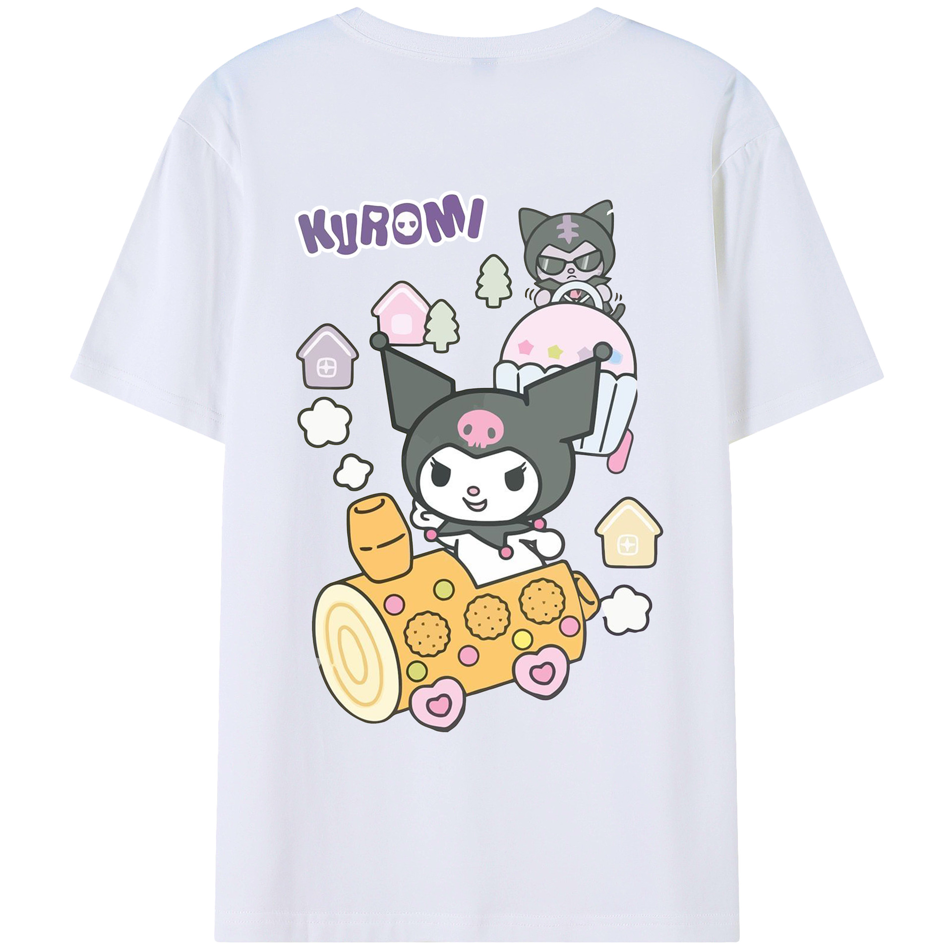 おもしろクロミ - レディース半袖Tシャツ ・ 綿100％ ・ バックプリント ・ 強化クルーネック ・ 二重折り袖口 ・ 快適 通気性 ・ フィットネス カジュアル 旅行用