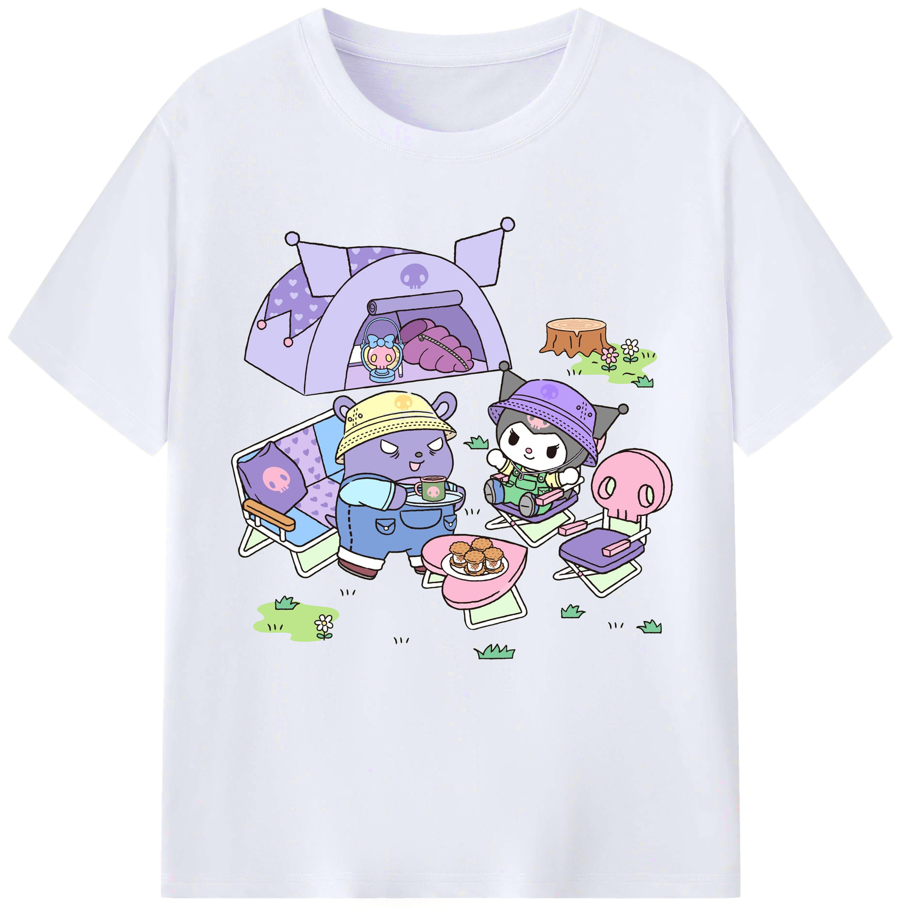 かわいいクロミ - レディースカジュアルプリントTシャツ ・ 綿100％ ・ クルーネック ・ フロントプリント ・ 柔らかく快適 ・ フィットネス カジュアル 旅行用