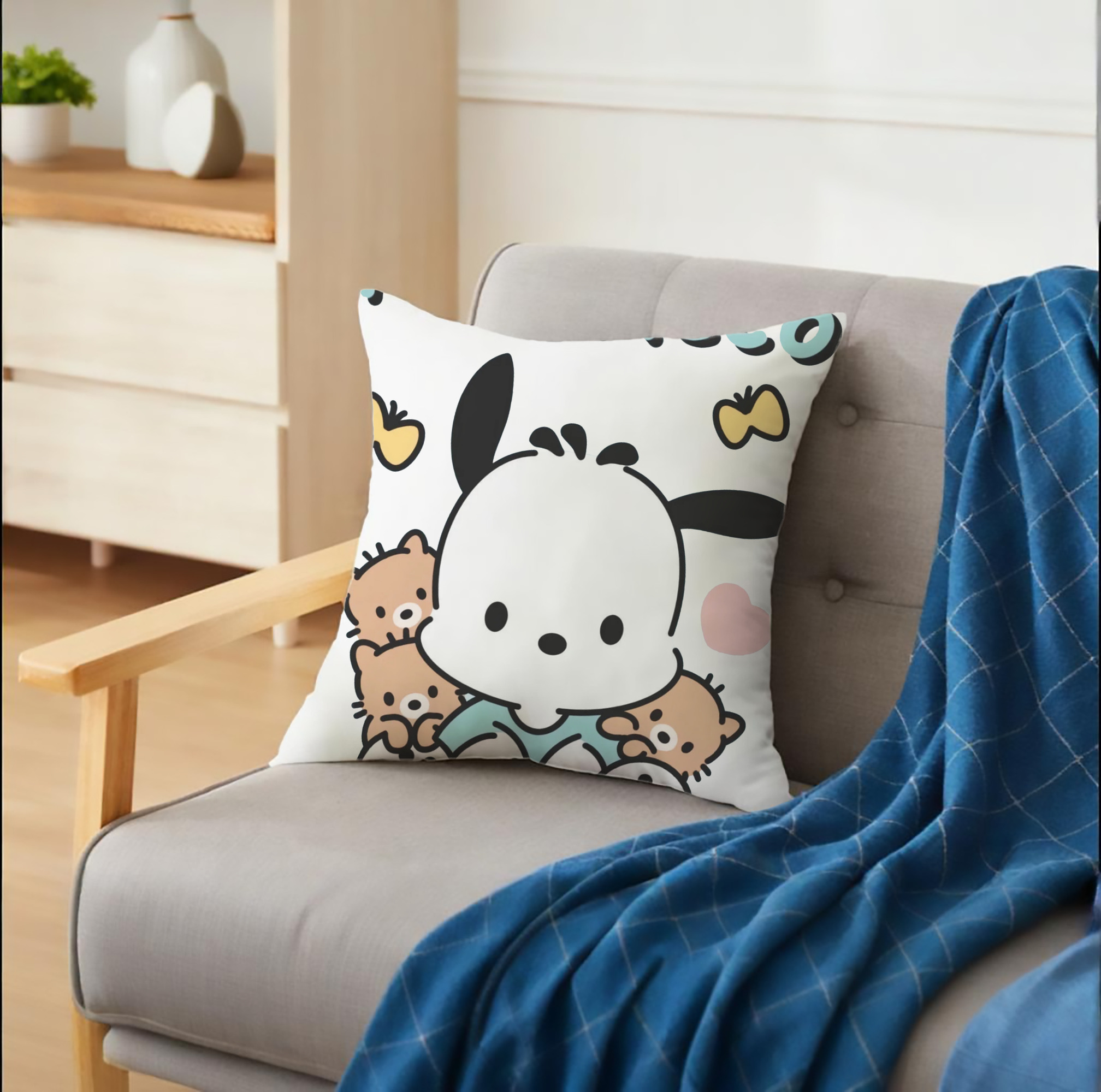 クッションカバー＆本体セット ・ ポリエステル素材 ・ 柔らかい肌触り ・ 通気性 耐久性あり ・ 手洗い可 インテリア用