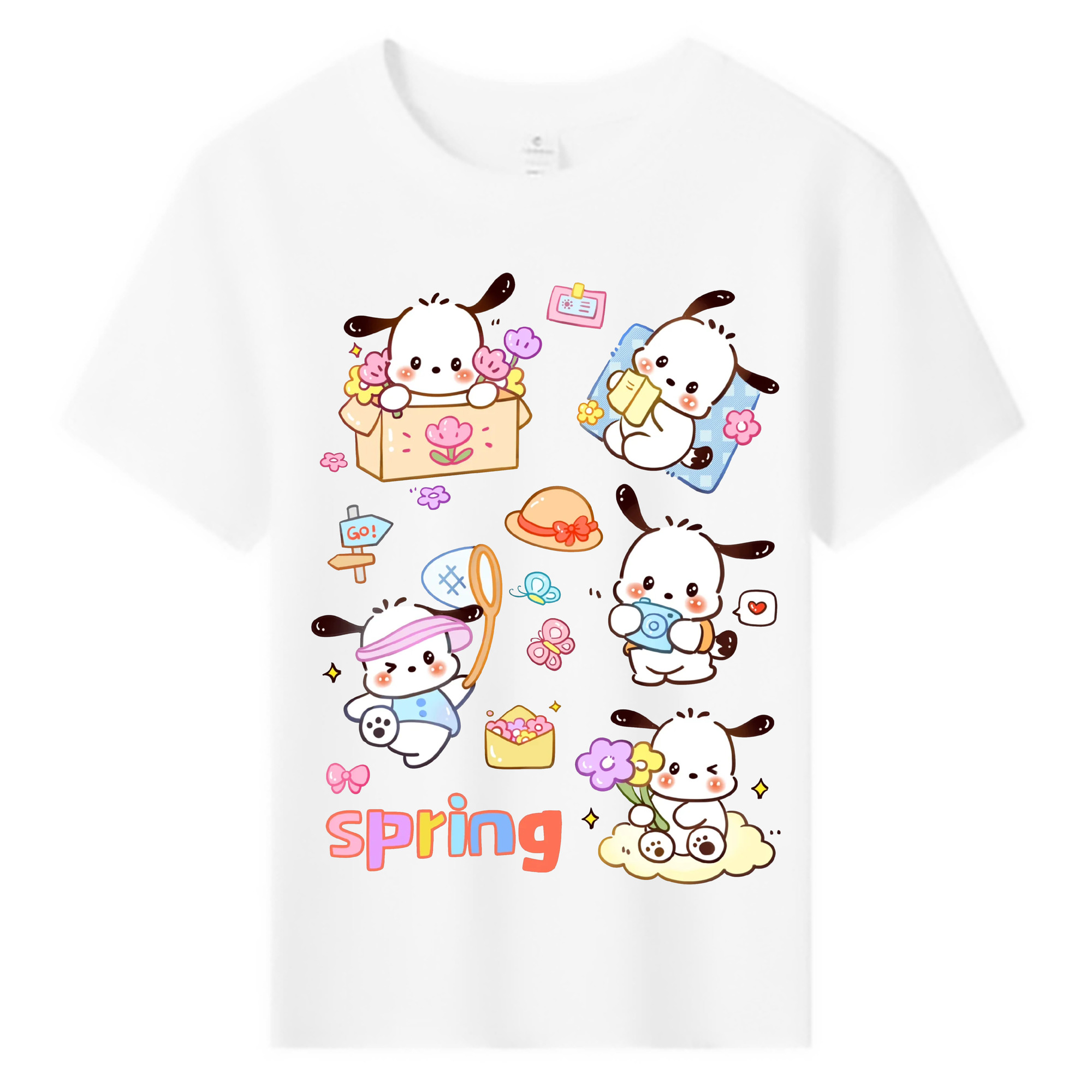 かわいいパッチャコ - 綿100％ キッズTシャツ ・ フロントプリント ・ 快適 通気性 ・ スポーツ カジュアル 散歩用