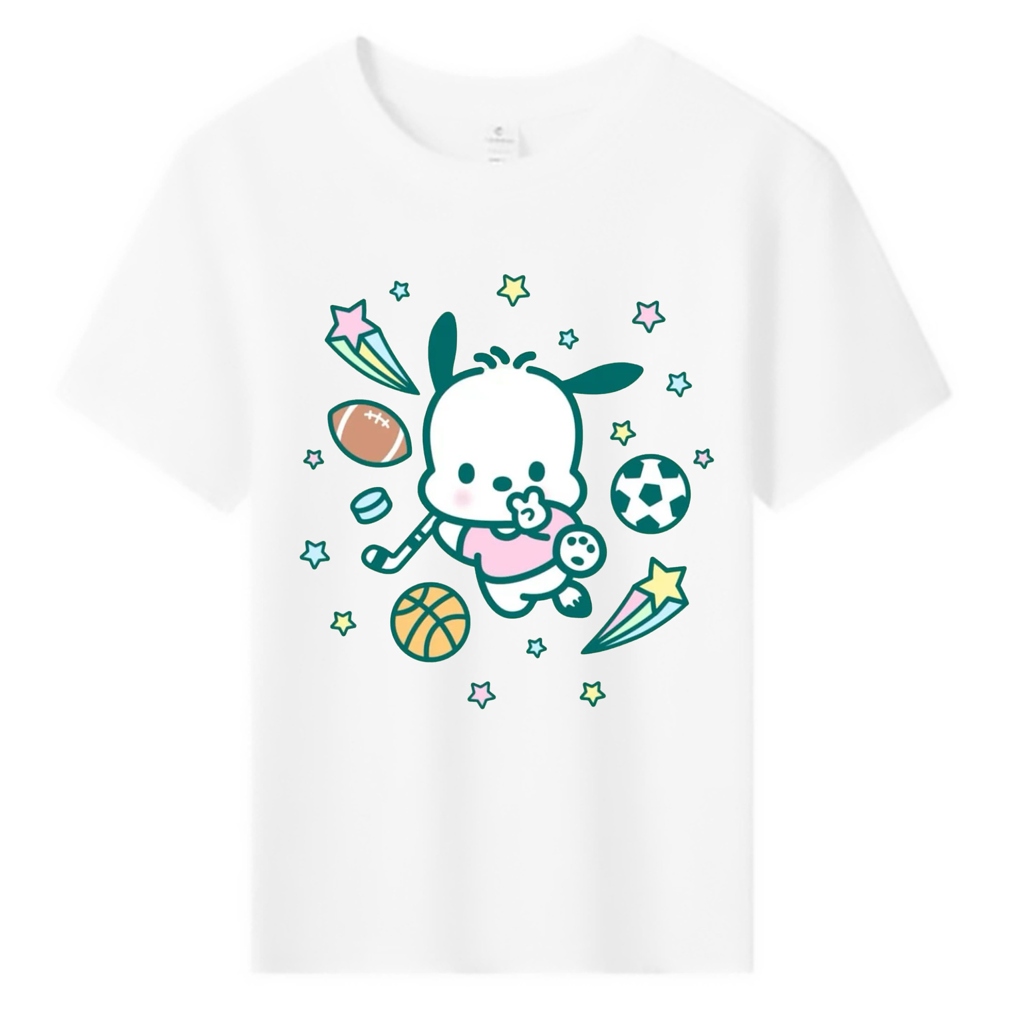 スポーツパッチャコ - 綿100％ キッズTシャツ ・ フロントプリント ・ 快適 通気性 ・ スポーツ カジュアル 散歩用