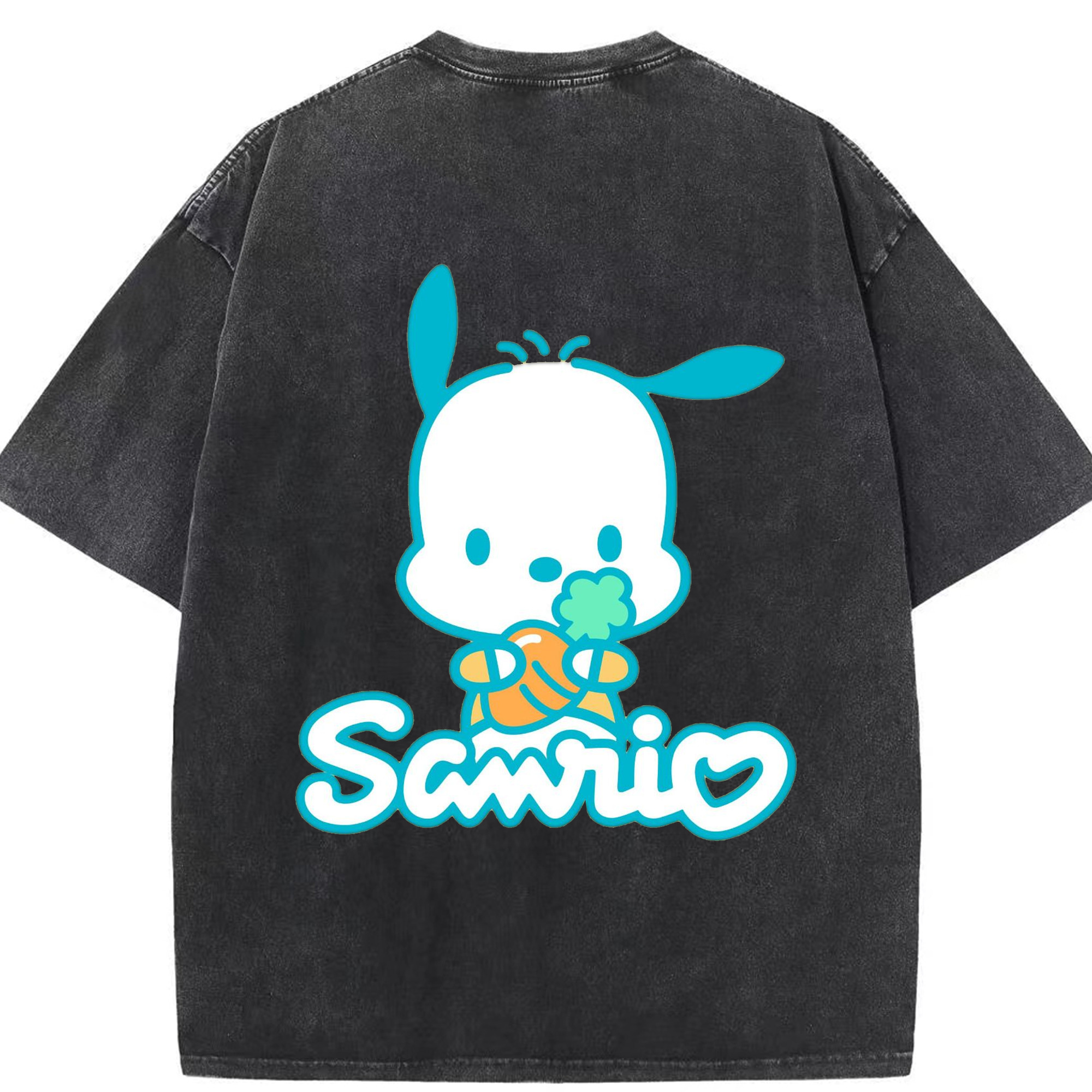 サンリオポチャッコ - 綿100％ ヴィンテージ風 半袖Tシャツ ・ 背面プリント ・ 柔らか肌触り ・ 通気性 快適 ・ スポーツ カジュアル 外出用