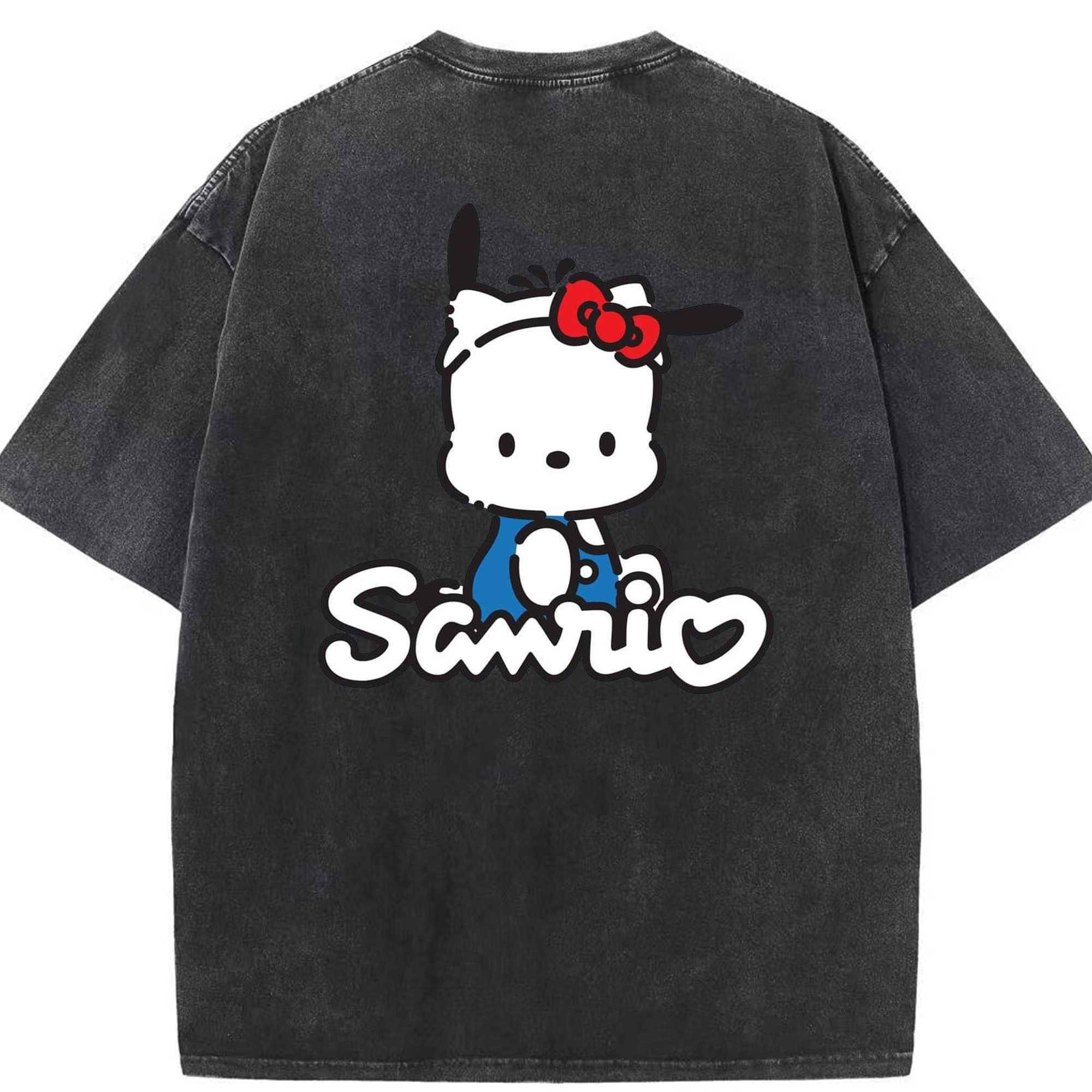 サンリオポチャッコ - 綿100％ ヴィンテージ風 半袖Tシャツ ・ 背面プリント ・ 柔らか肌触り ・ 通気性 快適 ・ スポーツ カジュアル 外出用