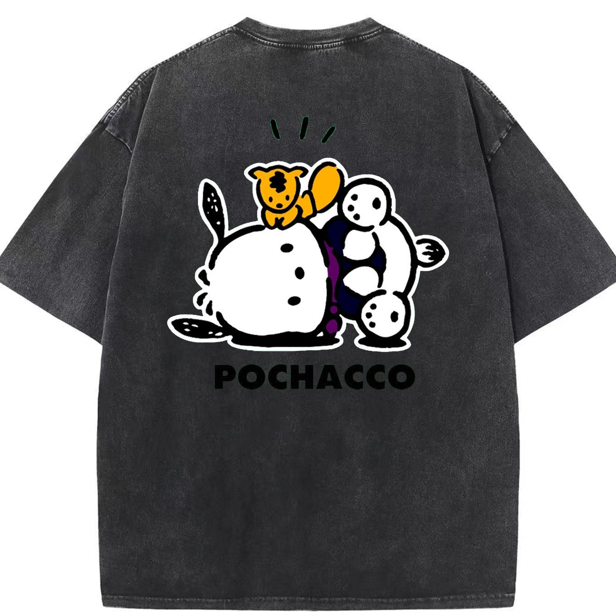 おもしろパッチャコ - 綿100％ ヴィンテージ風 半袖Tシャツ ・ 背面プリント ・ 柔らか肌触り ・ 通気性 快適 ・ スポーツ カジュアル 外出用