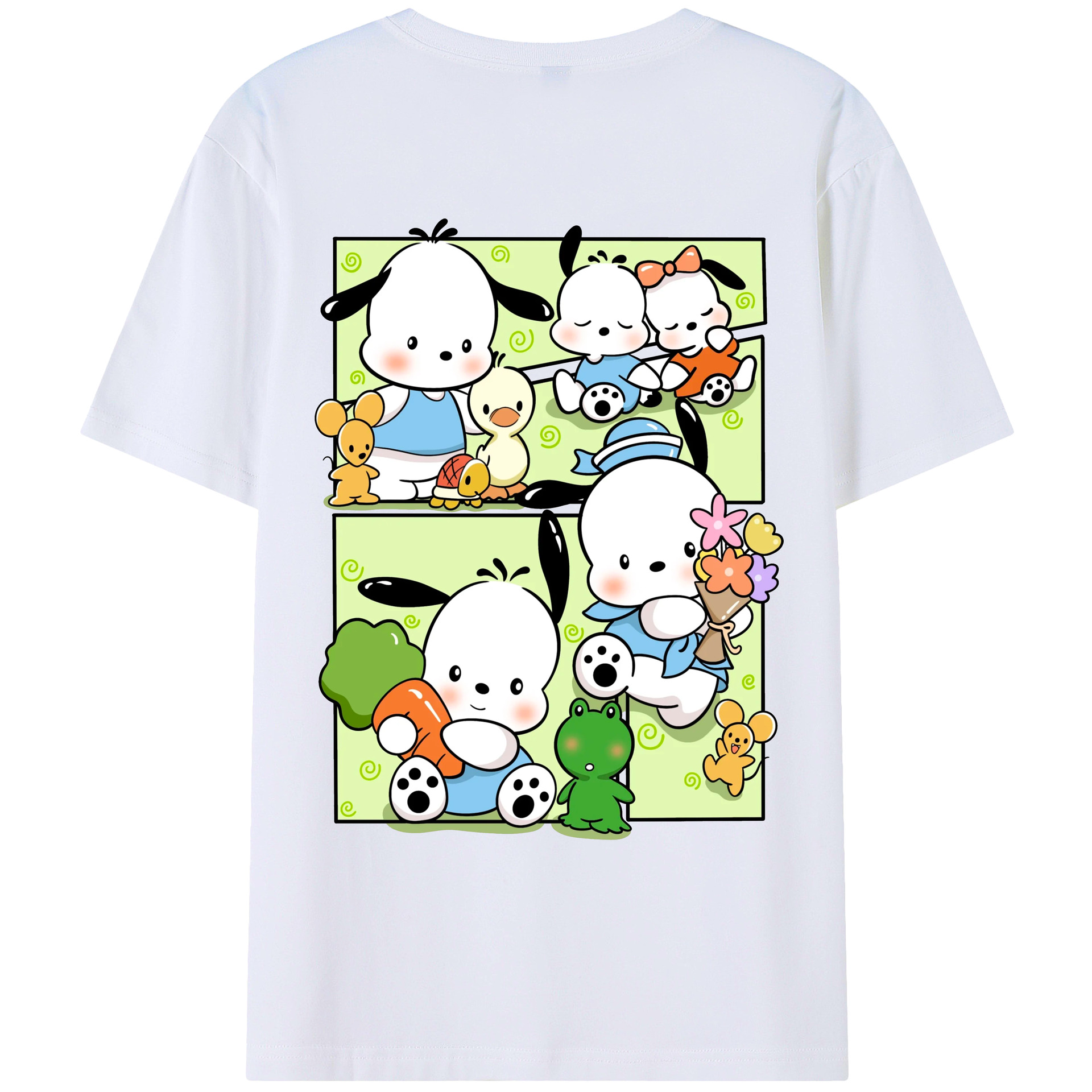 おもしろパッチャコ - レディース半袖Tシャツ ・ 綿100％ ・ バックプリント ・ 強化クルーネック ・ 二重折り袖口 ・ 快適 通気性 ・ フィットネス カジュアル 旅行用