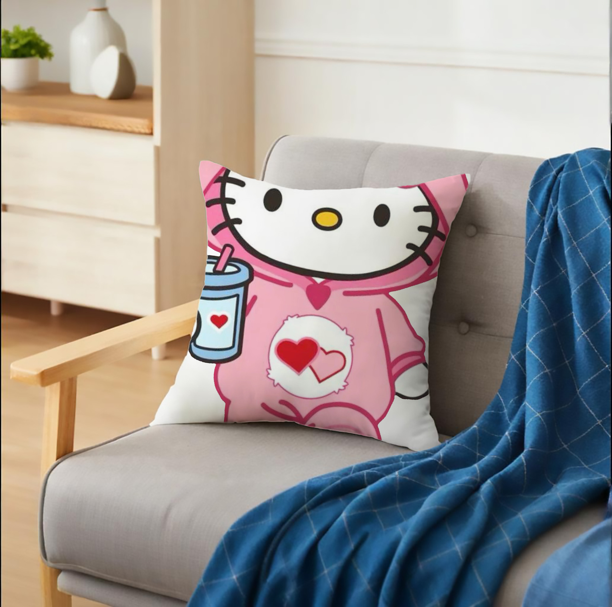 クッションカバー＆本体セット ・ ポリエステル素材 ・ 柔らかい肌触り ・ 通気性 耐久性あり ・ 手洗い可 インテリア用