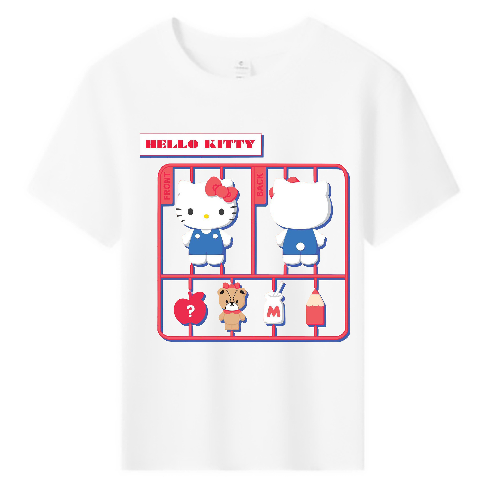 遊び心満載のハローキティ - 綿100％ キッズTシャツ ・ フロントプリント ・ 快適 通気性 ・ スポーツ カジュアル 散歩用