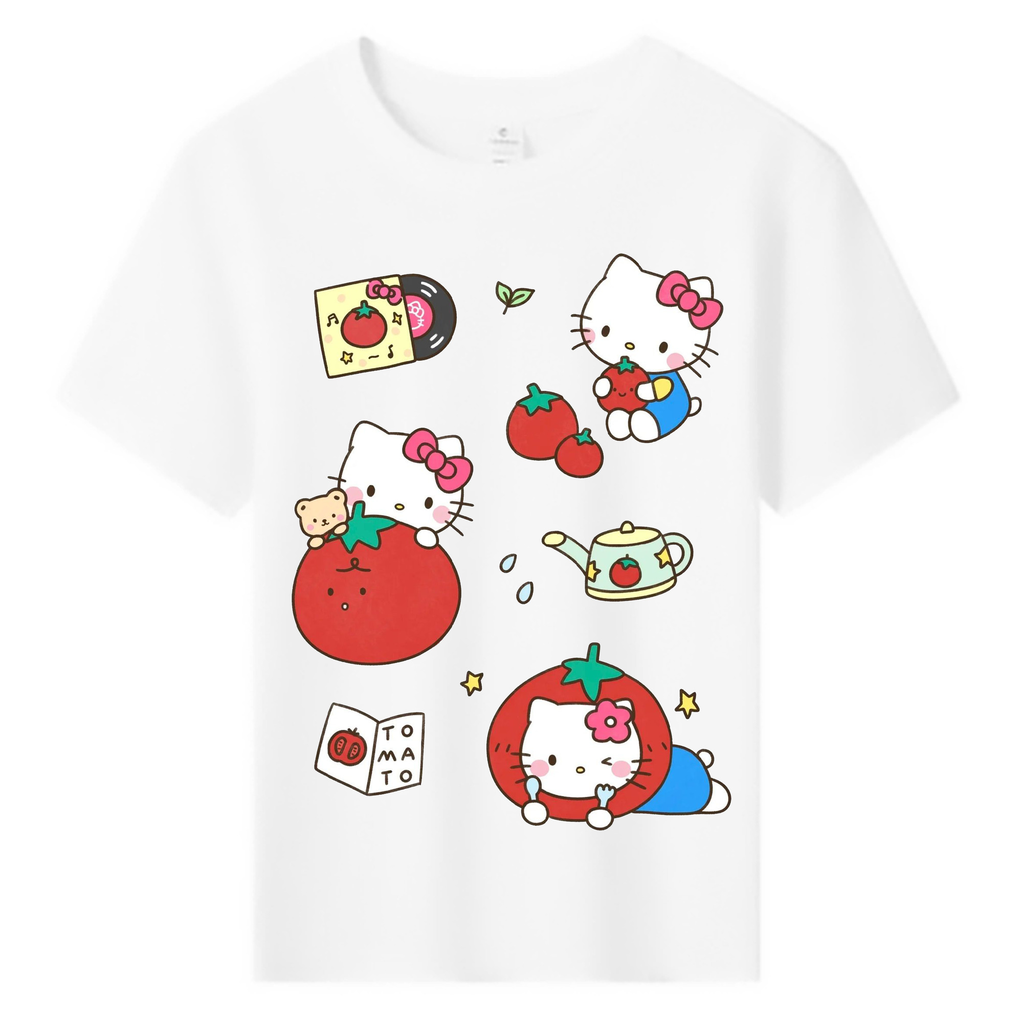 とびきりキュートなハローキティ - 綿100％ キッズTシャツ ・ フロントプリント ・ 快適 通気性 ・ スポーツ カジュアル 散歩用