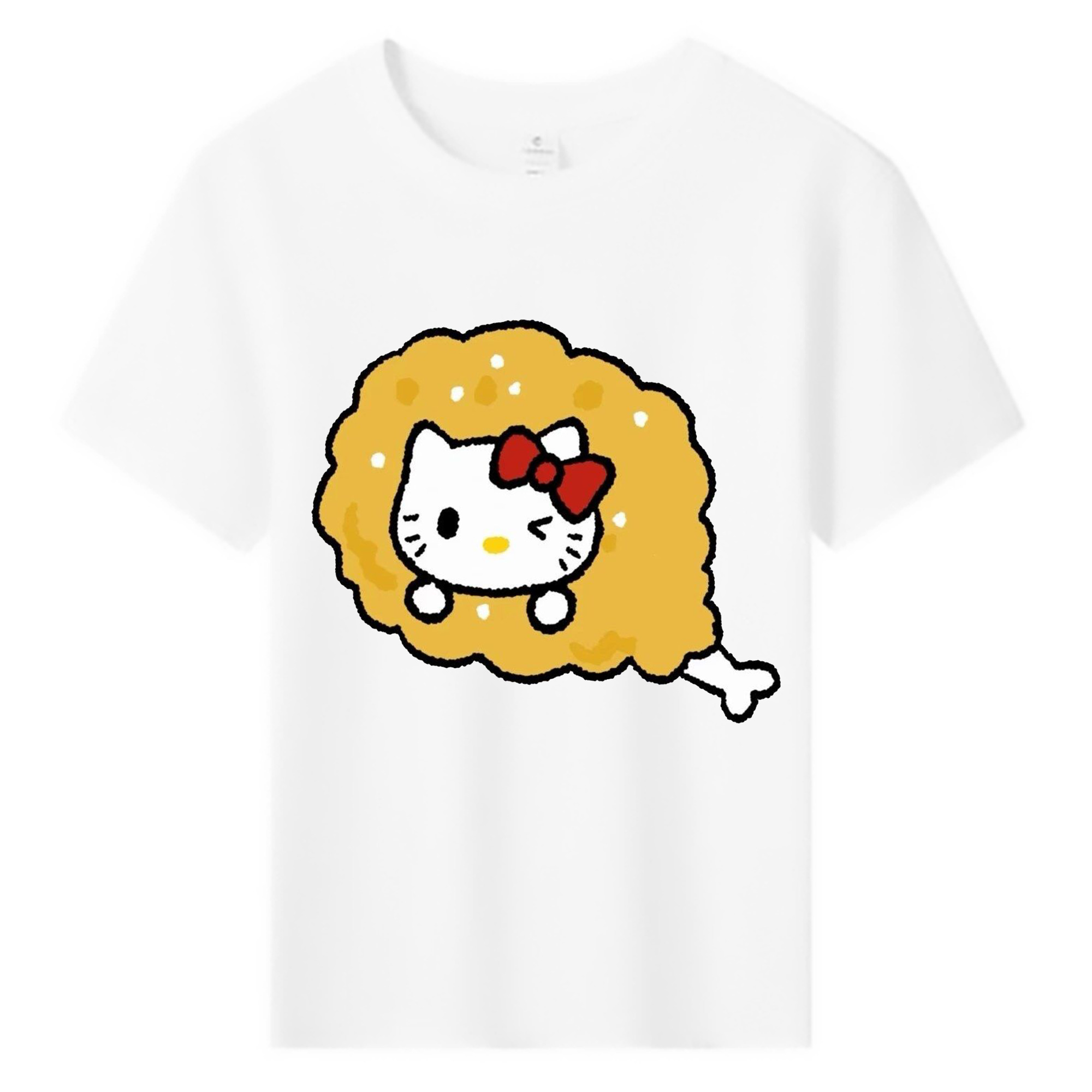 チキンになったハローキティ - 綿100％ キッズTシャツ ・ フロントプリント ・ 快適 通気性 ・ スポーツ カジュアル 散歩用