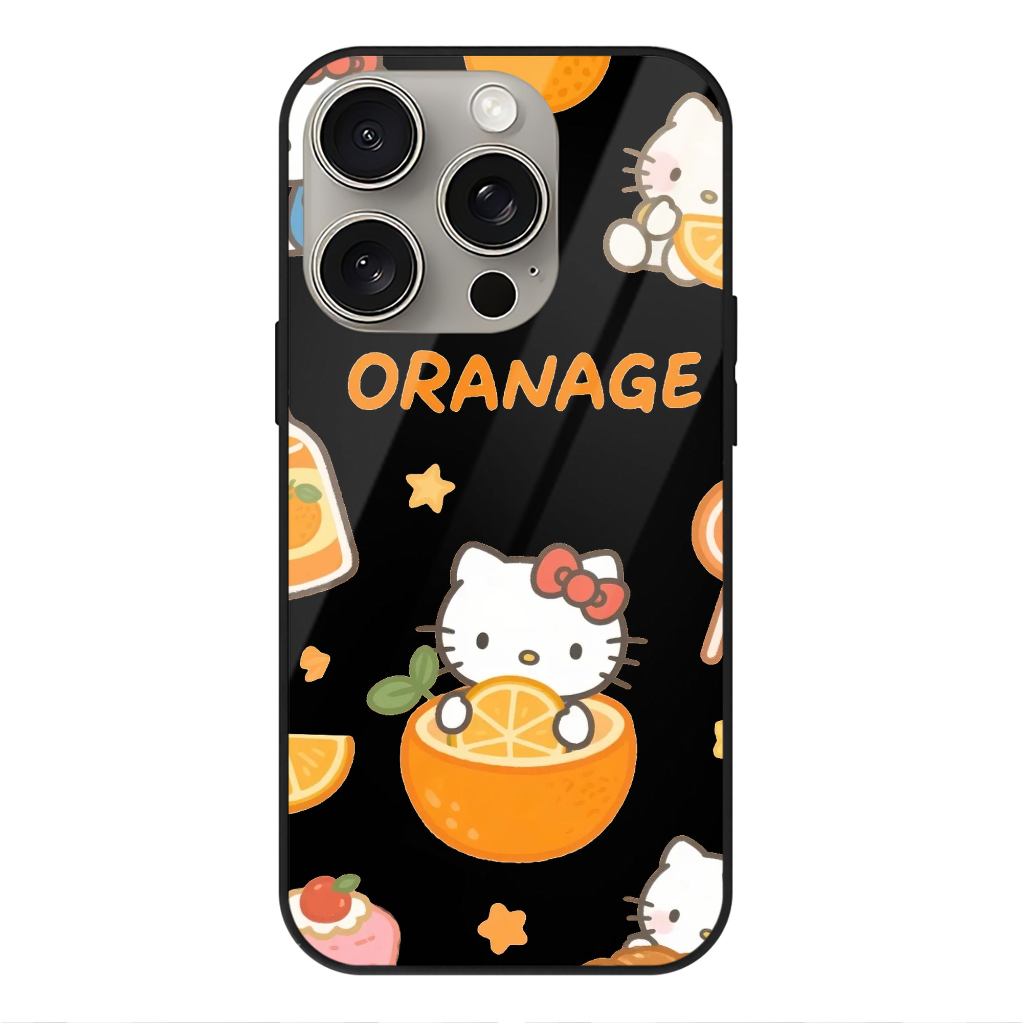 サンリオハローキティ - IPhone15Pro対応 ・ スマホケース ・ 背面ガラス ・ TPU+強化ガラス ・ 耐衝撃 ・ 黄変防止 ・ ワイヤレス充電対応 ・ 3D立体ボタン