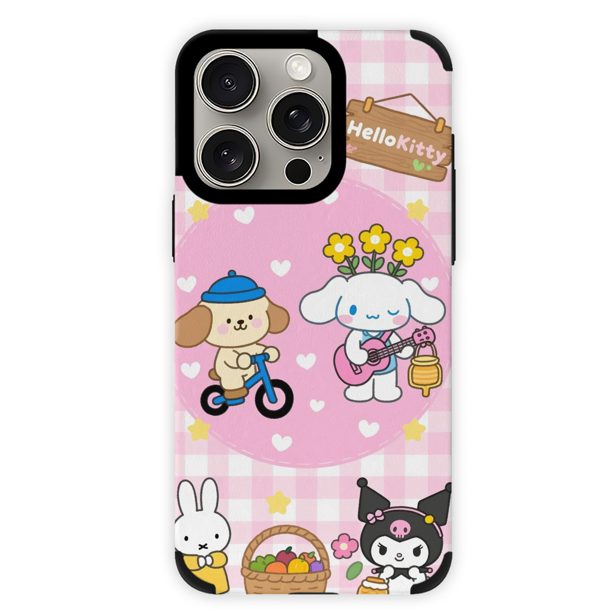 サンリオ - IPhone15ProMax対応 ・ PUレザースマホケース ・ 耐衝撃 ・ 黄変防止 ・ 360度全面保護 ・ 柔らか手触り ・ 3D立体ボタン