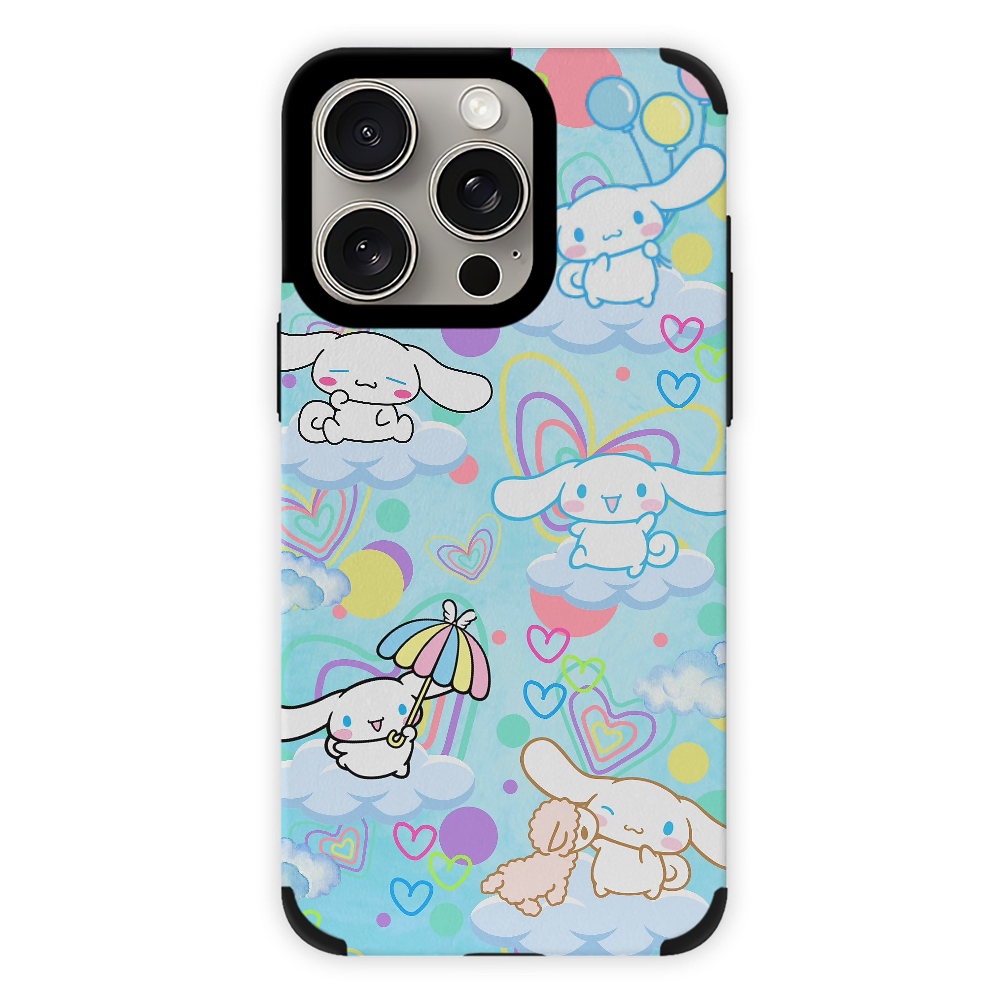 サンリオシナモロール - IPhone15ProMax対応 ・ PUレザースマホケース ・ 耐衝撃 ・ 黄変防止 ・ 360度全面保護 ・ 柔らか手触り ・ 3D立体ボタン