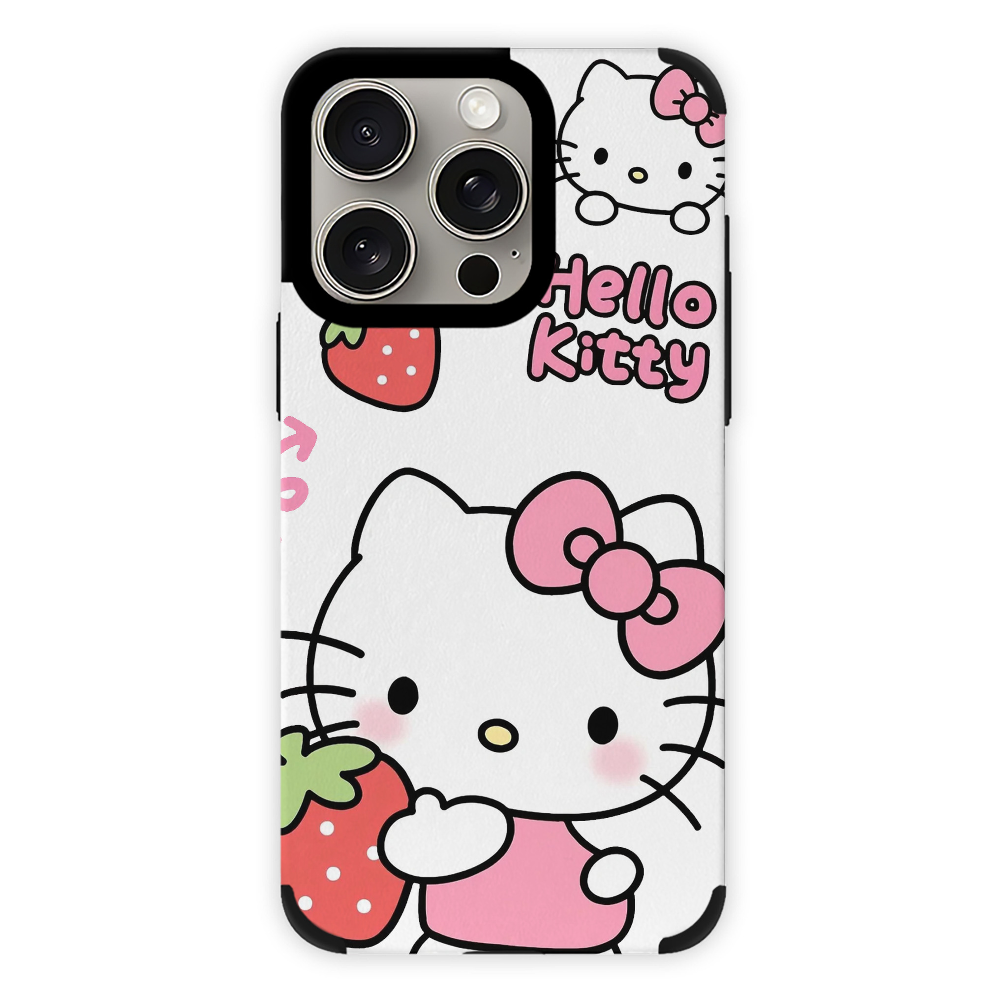 サンリオハローキティ - IPhone15ProMax対応 ・ PUレザースマホケース ・ 耐衝撃 ・ 黄変防止 ・ 360度全面保護 ・ 柔らか手触り ・ 3D立体ボタン