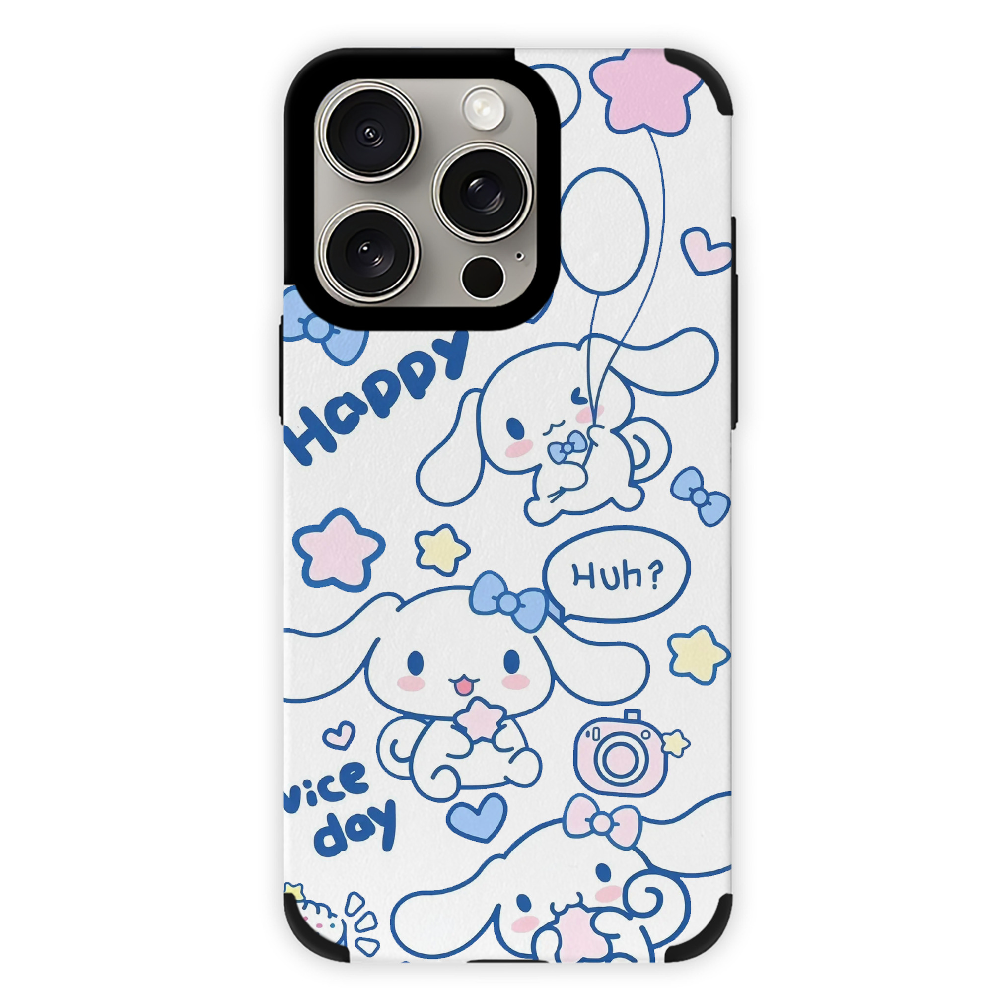 サンリオシナモロール - IPhone15ProMax対応 ・ PUレザースマホケース ・ 耐衝撃 ・ 黄変防止 ・ 360度全面保護 ・ 柔らか手触り ・ 3D立体ボタン