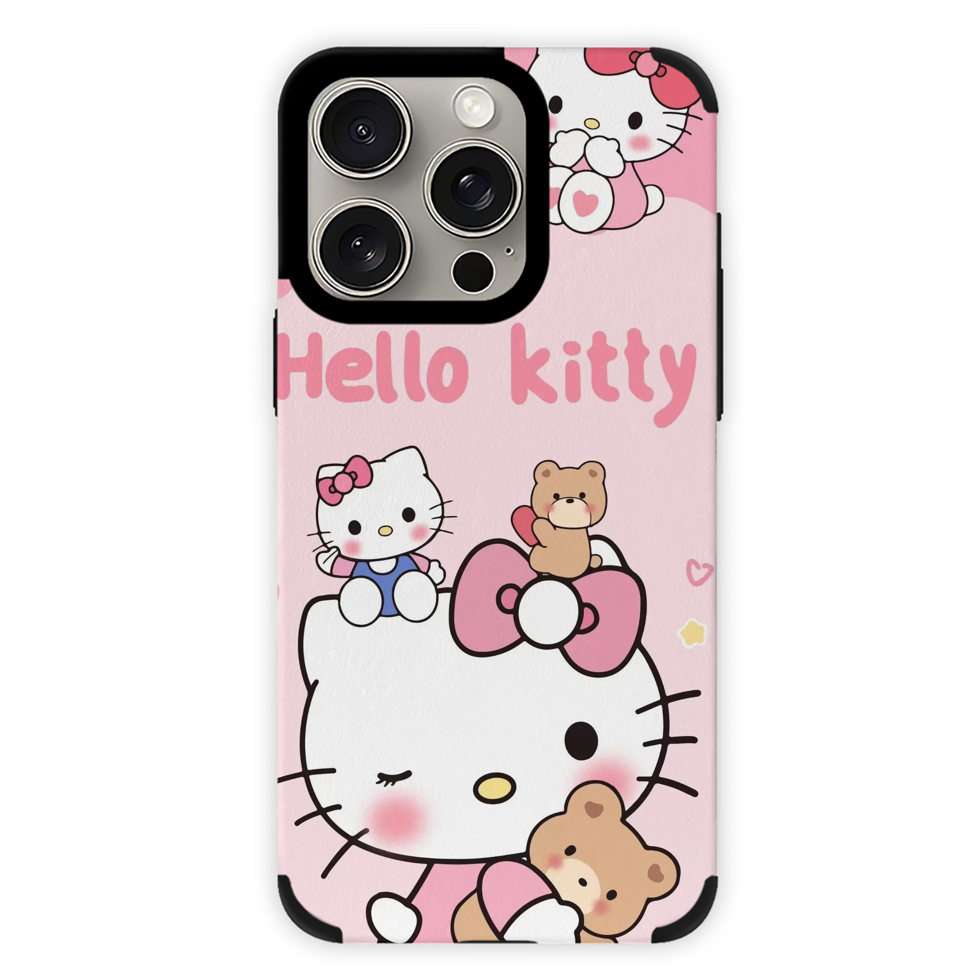 サンリオハローキティ - IPhone15ProMax対応 ・ PUレザースマホケース ・ 耐衝撃 ・ 黄変防止 ・ 360度全面保護 ・ 柔らか手触り ・ 3D立体ボタン