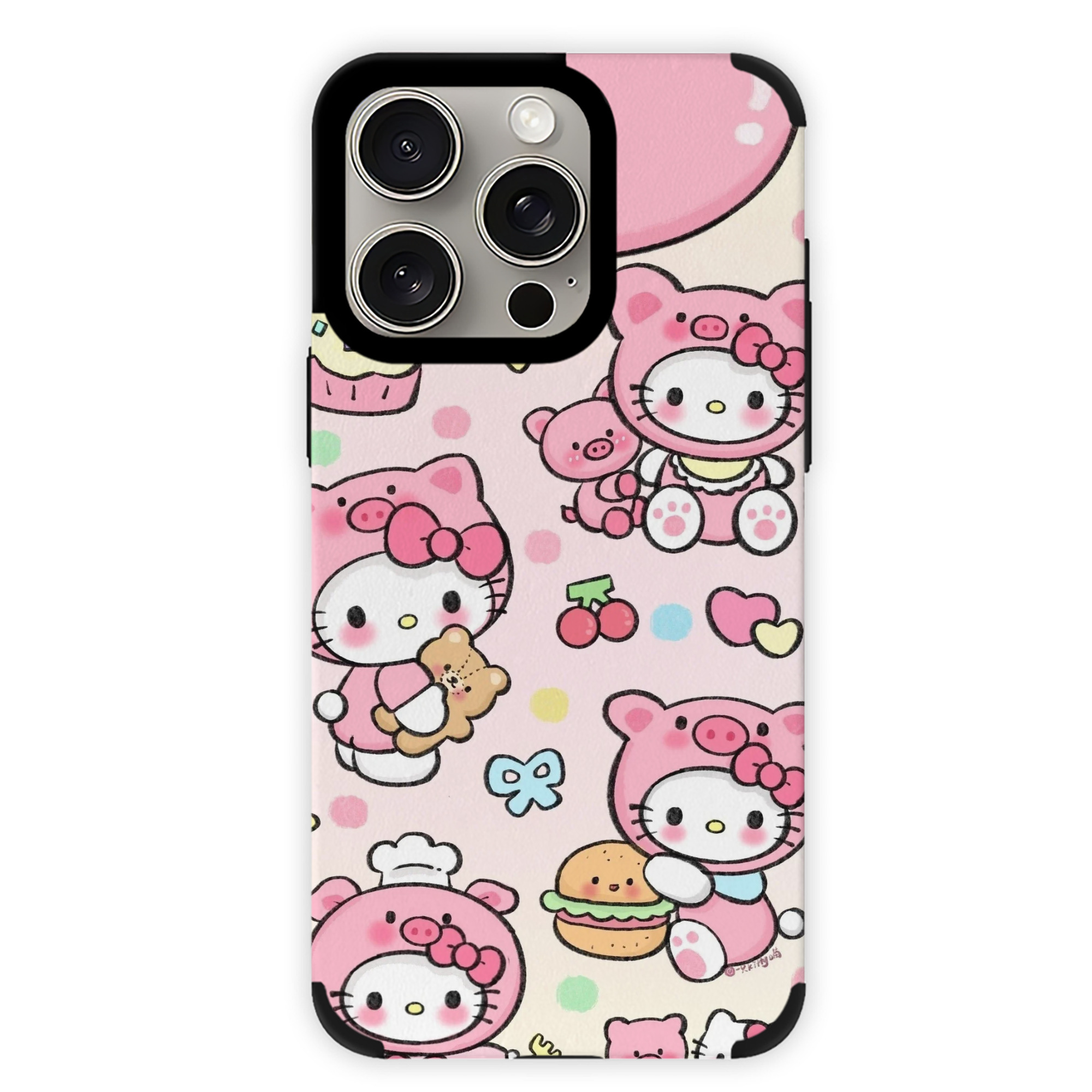 サンリオハローキティ - IPhone15ProMax対応 ・ PUレザースマホケース ・ 耐衝撃 ・ 黄変防止 ・ 360度全面保護 ・ 柔らか手触り ・ 3D立体ボタン