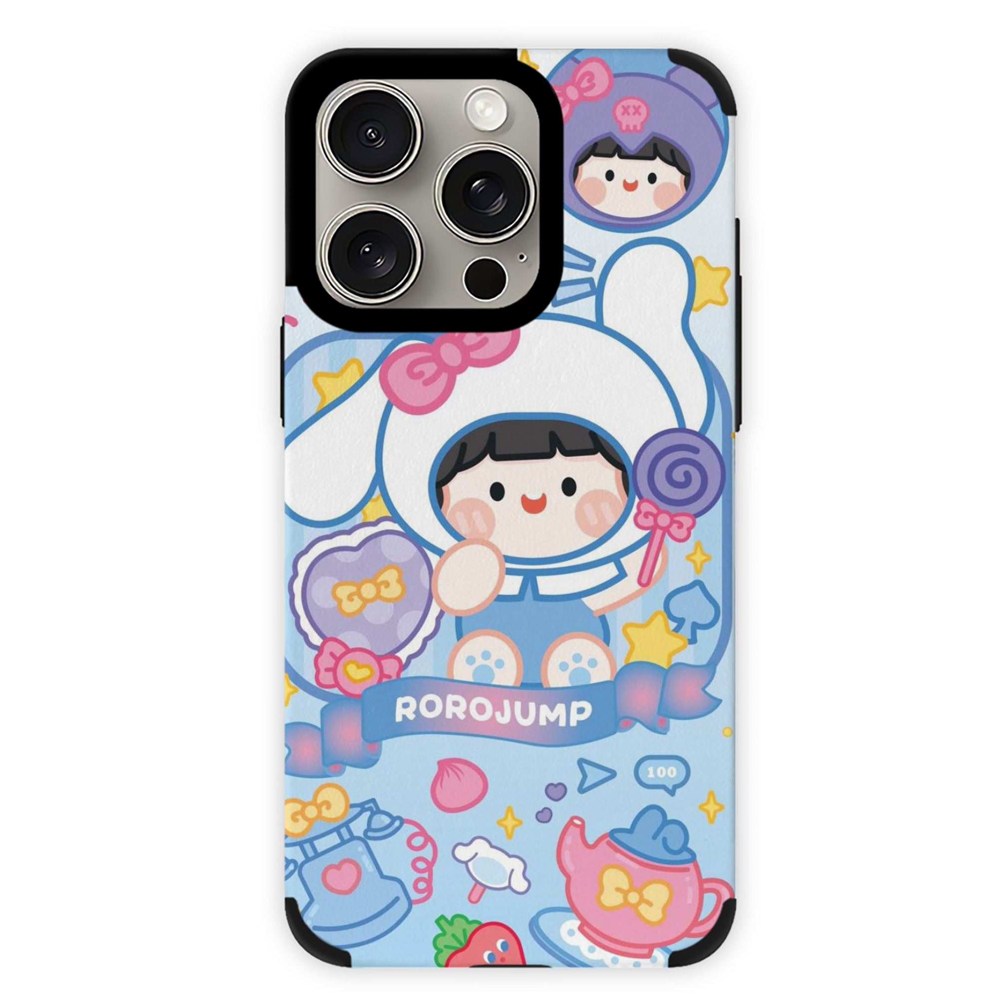 かわいいシナモロール - IPhone15ProMax対応 ・ PUレザースマホケース ・ 耐衝撃 ・ 黄変防止 ・ 360度全面保護 ・ 柔らか手触り ・ 3D立体ボタン