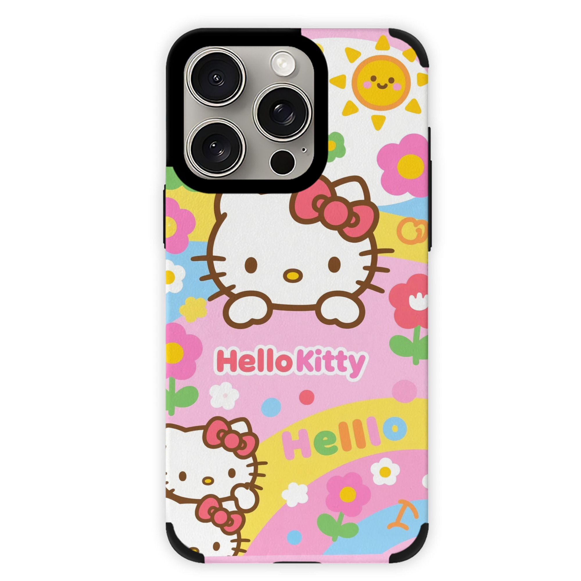 サンリオハローキティ - IPhone15ProMax対応 ・ PUレザースマホケース ・ 耐衝撃 ・ 黄変防止 ・ 360度全面保護 ・ 柔らか手触り ・ 3D立体ボタン