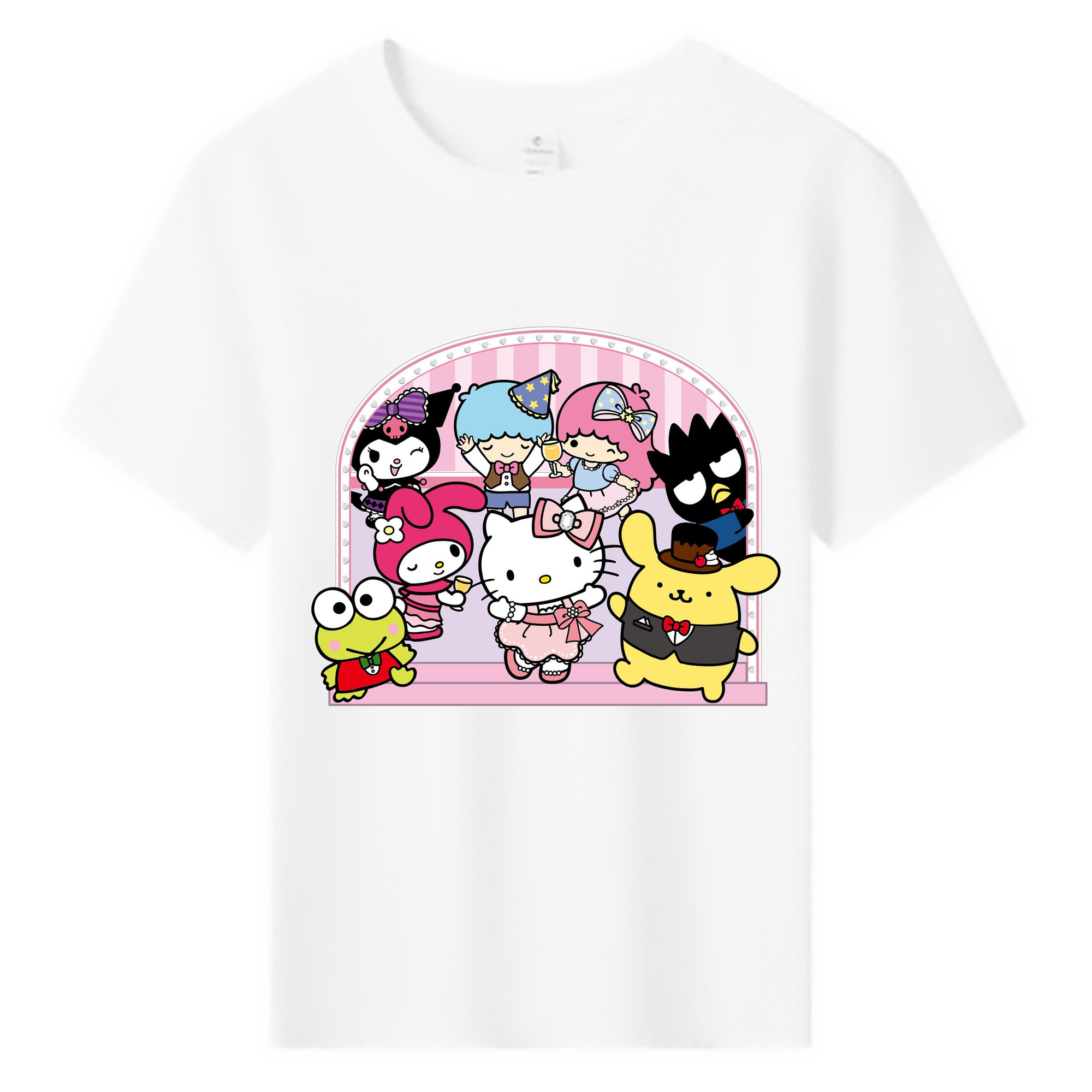 おもしろサンリオ - 綿100％ キッズTシャツ ・ フロントプリント ・ 快適 通気性 ・ スポーツ カジュアル 散歩用