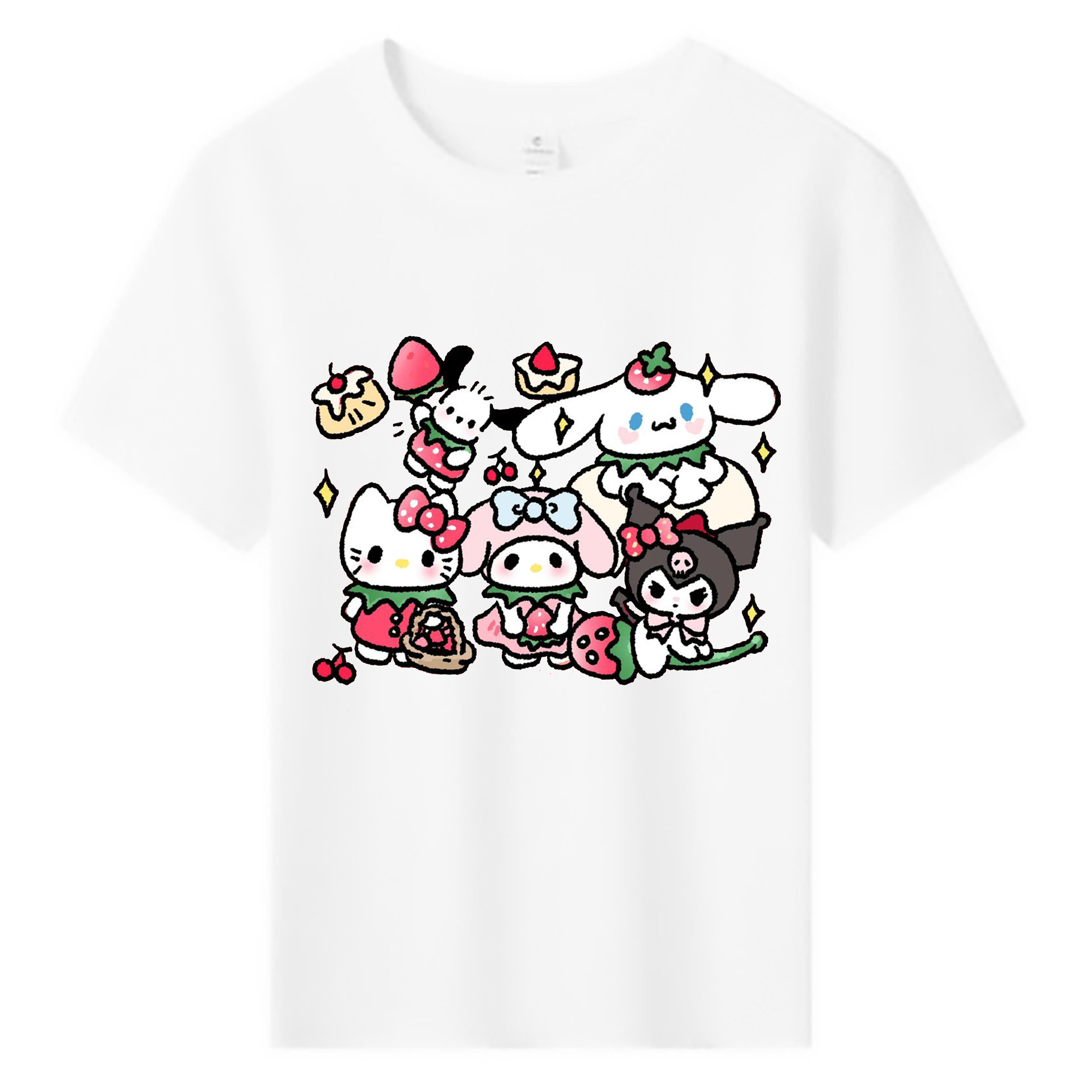 かわいい系サンリオ - 綿100％ キッズTシャツ ・ フロントプリント ・ 快適 通気性 ・ スポーツ カジュアル 散歩用