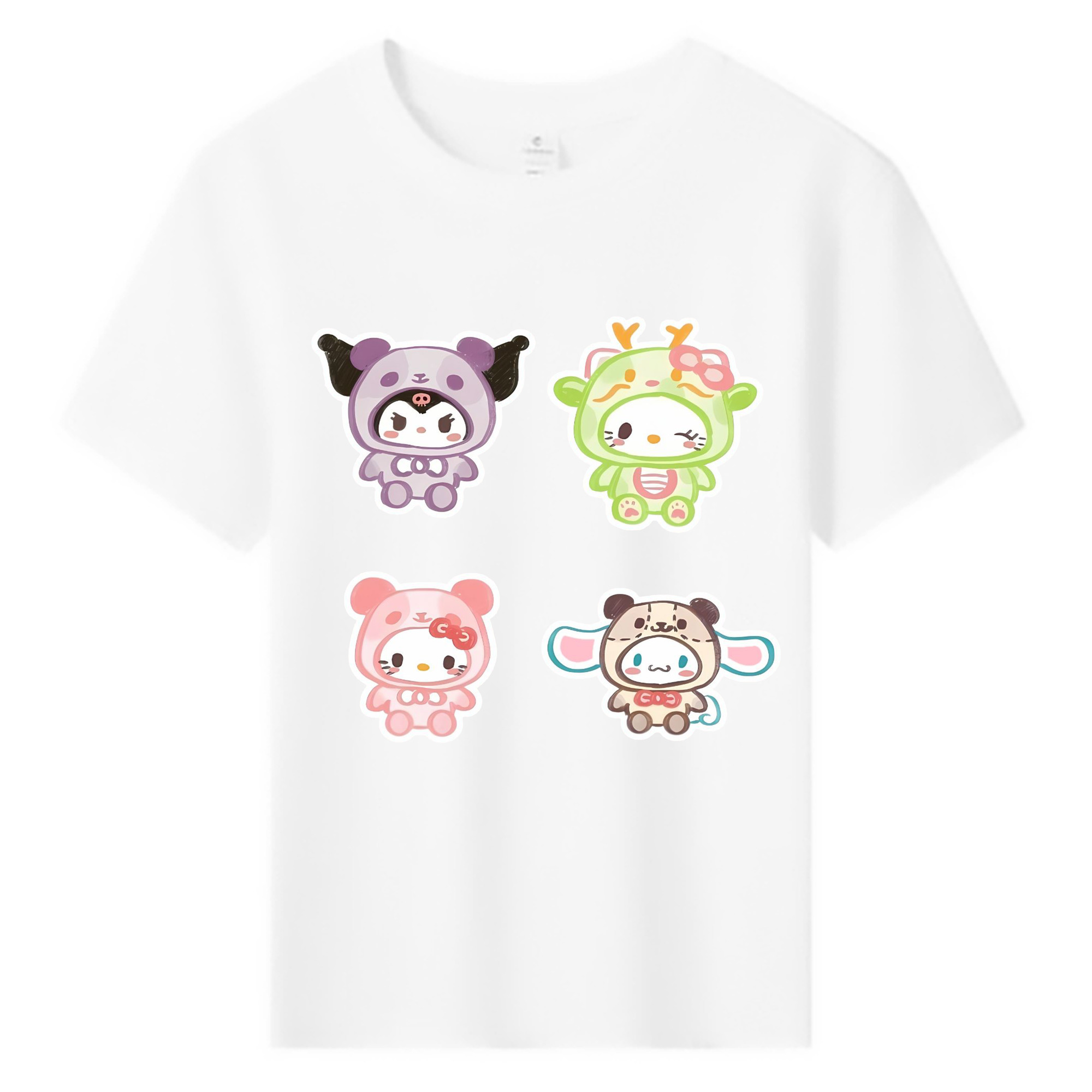 かわいい系サンリオ - 綿100％ キッズTシャツ ・ フロントプリント ・ 快適 通気性 ・ スポーツ カジュアル 散歩用