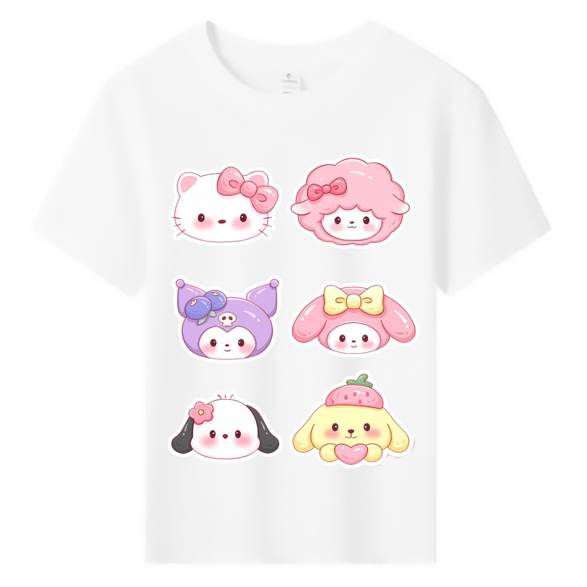 かわいい系サンリオ - 綿100％ キッズTシャツ ・ フロントプリント ・ 快適 通気性 ・ スポーツ カジュアル 散歩用