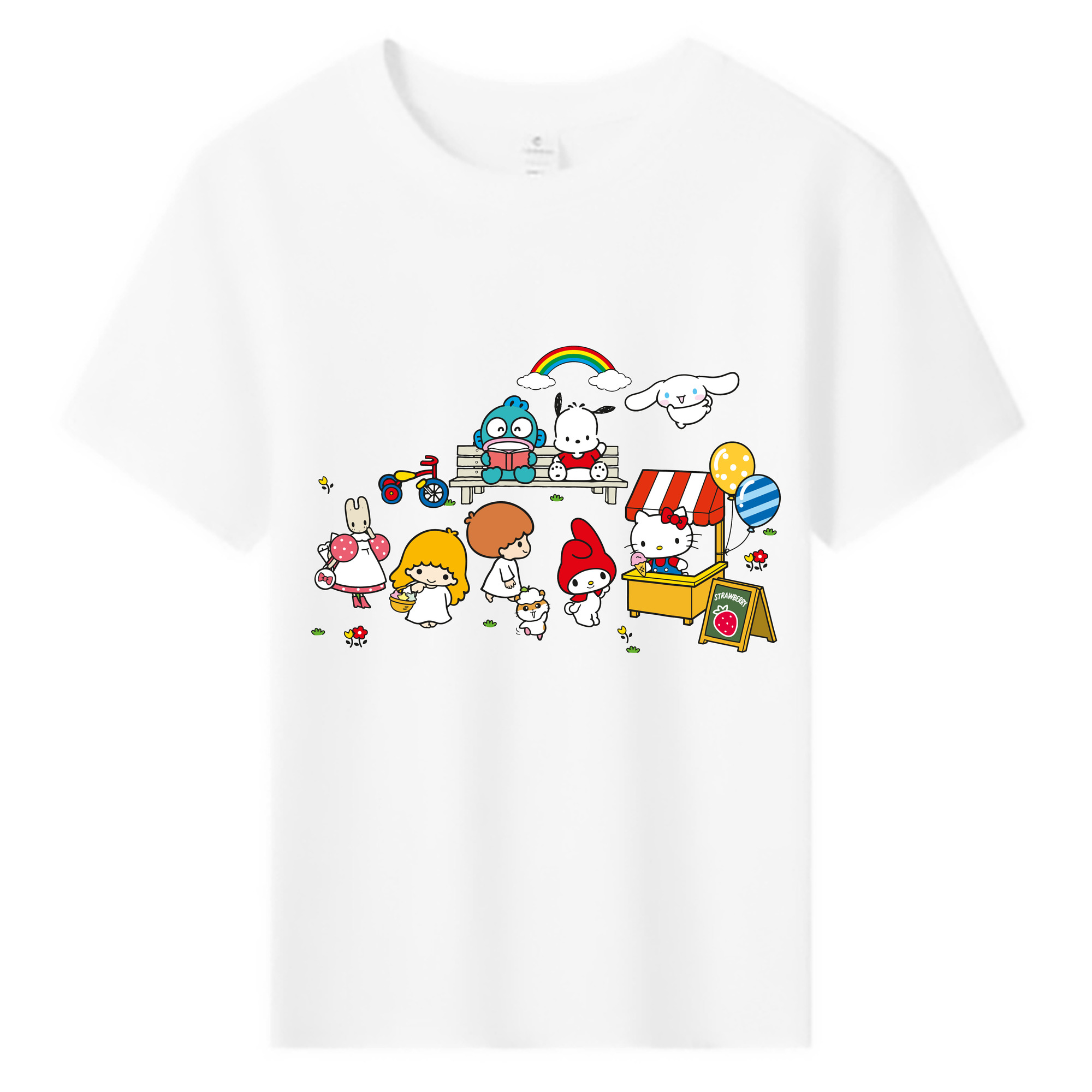 スイート系サンリオ - 綿100％ キッズTシャツ ・ フロントプリント ・ 快適 通気性 ・ スポーツ カジュアル 散歩用
