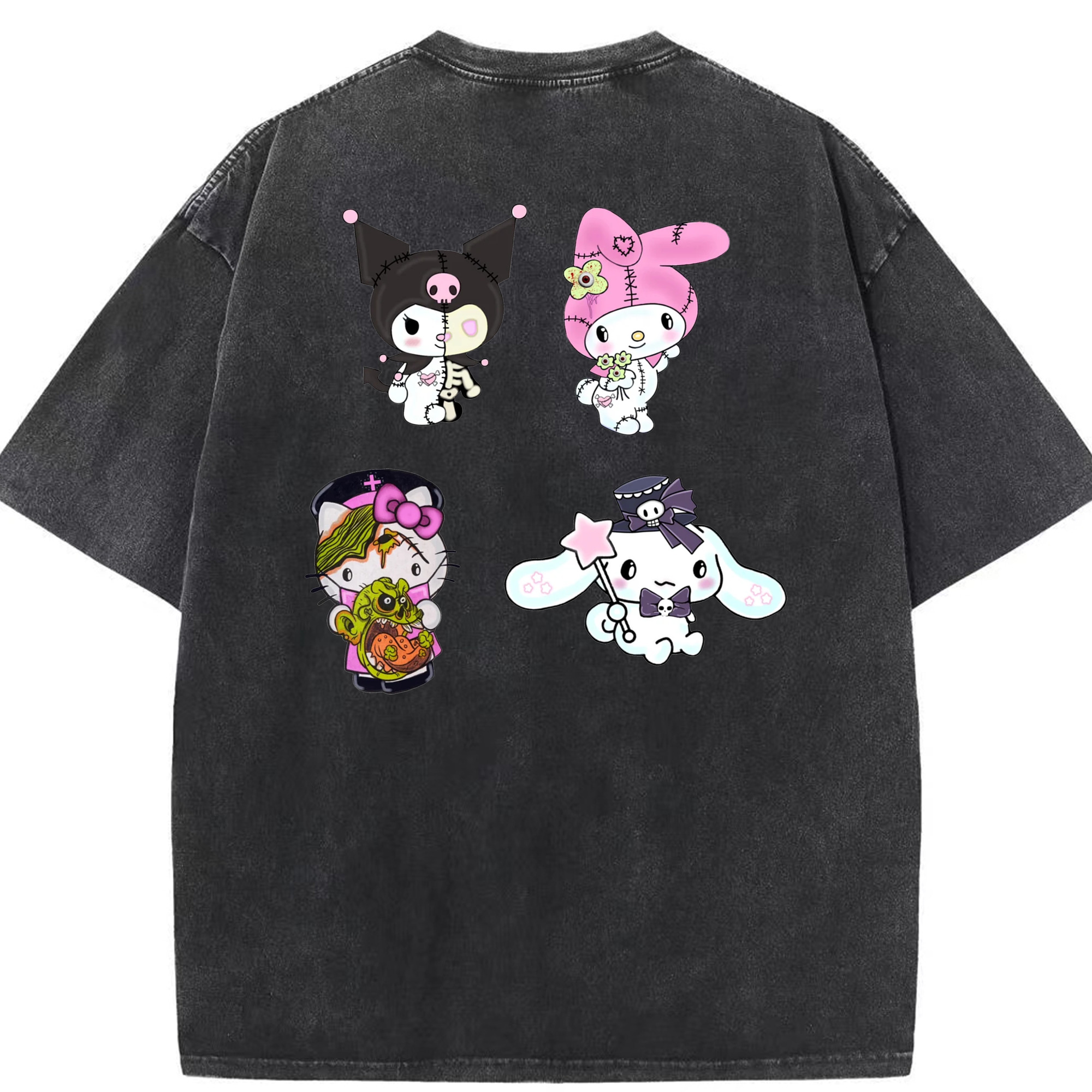 毎日着たい♪カジュアルサンリオ - 綿100％ ヴィンテージ風 半袖Tシャツ ・ 背面プリント ・ 柔らか肌触り ・ 通気性 快適 ・ スポーツ カジュアル 外出用