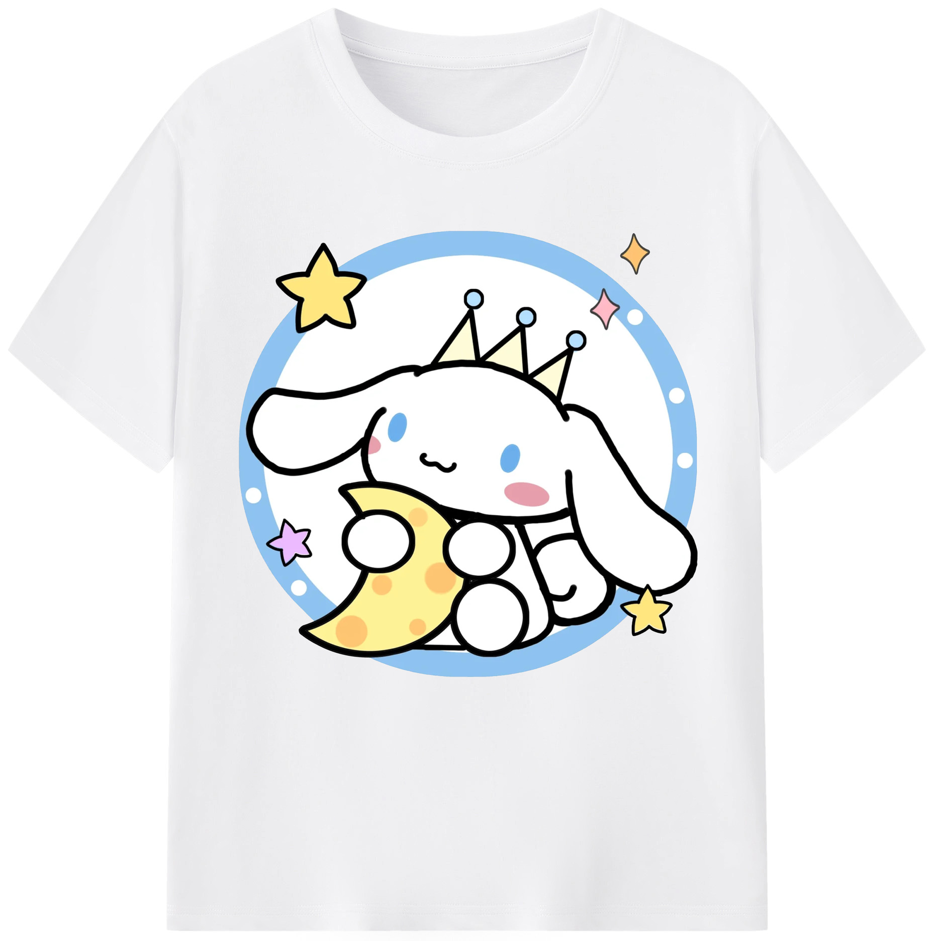 かわいいシナモロール - 綿100％ 半袖Tシャツ ・ フロントプリント ・ 快適 通気性 ・ 日常使い 散歩 スポーツ用
