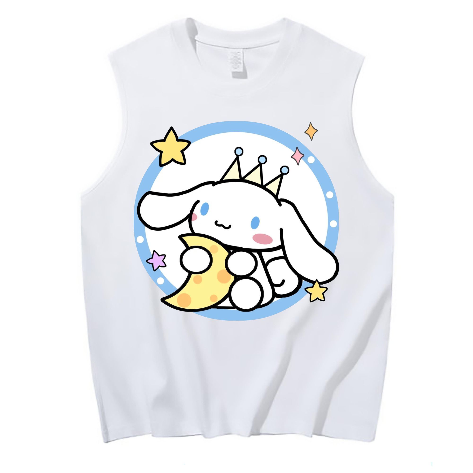 かわいいシナモロール - コットン100％ タンクトップ ・ フロントプリント ・ タイトフィット ・ 快適 通気性 ・ スポーツ カジュアル 散歩用