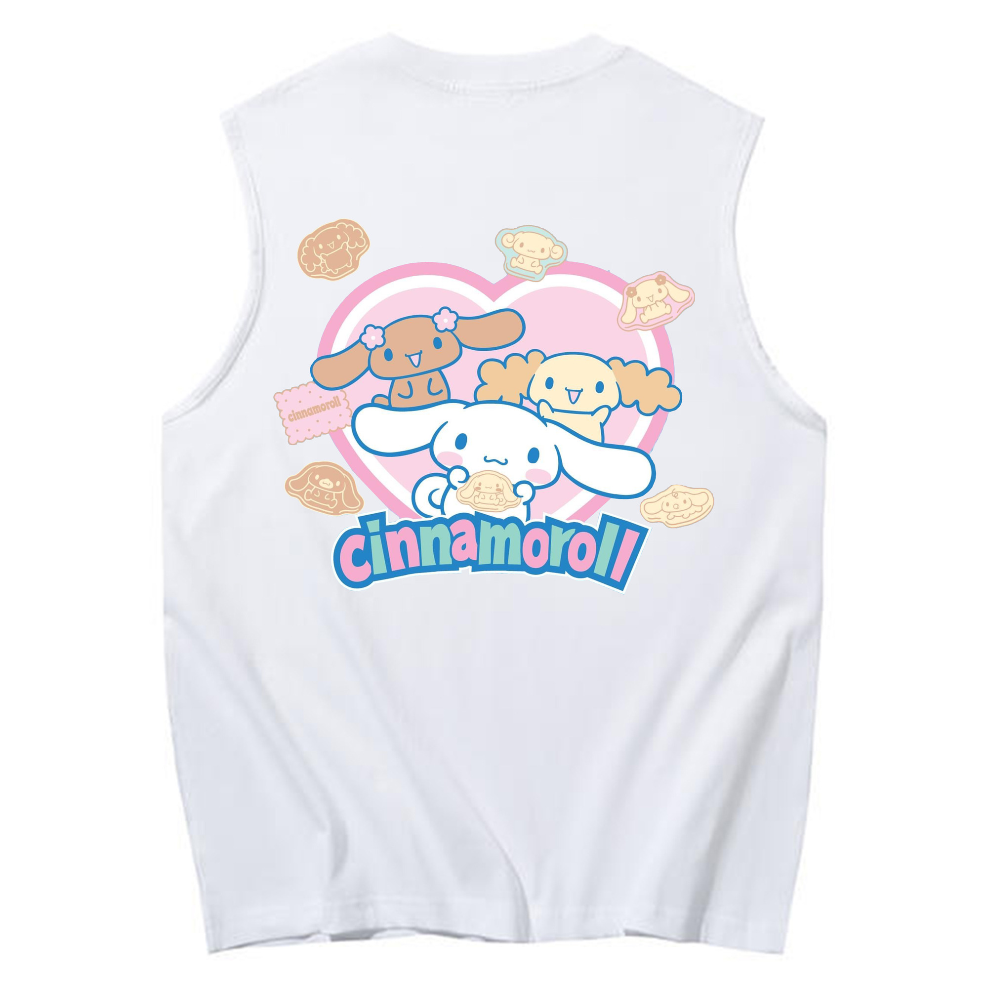 ハートデザインがかわいいシナモロール - コットン100％ タンクトップ ・ 背面プリント ・ タイトシルエット ・ 快適 通気性 ・ スポーツ カジュアル 散歩用