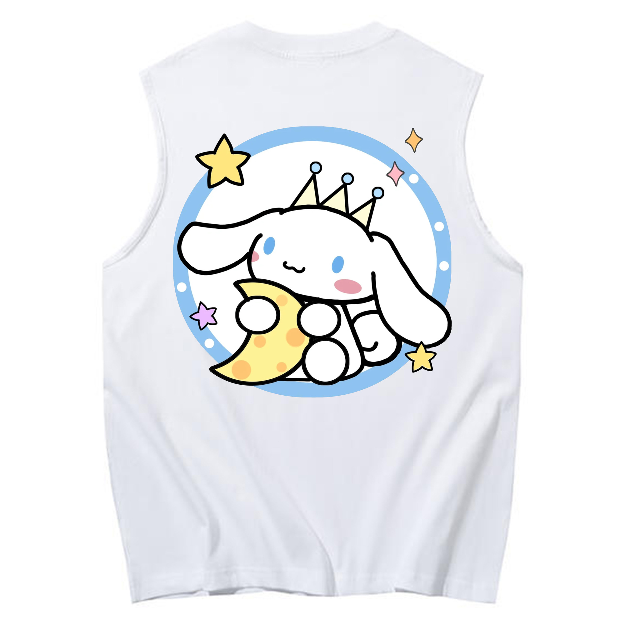 かわいいシナモロール - コットン100％ タンクトップ ・ 背面プリント ・ タイトシルエット ・ 快適 通気性 ・ スポーツ カジュアル 散歩用