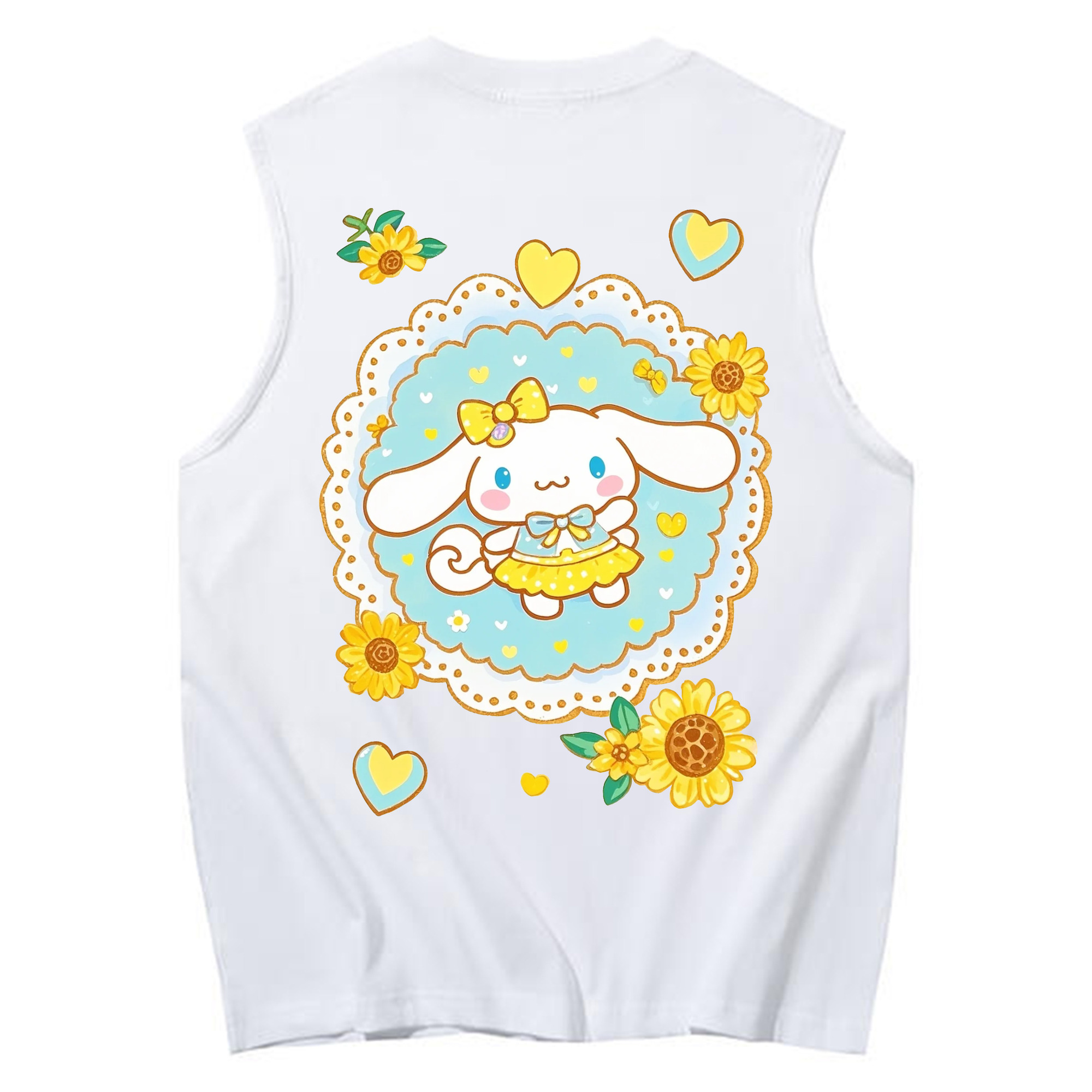 かわいいシナモロール - コットン100％ タンクトップ ・ 背面プリント ・ タイトシルエット ・ 快適 通気性 ・ スポーツ カジュアル 散歩用