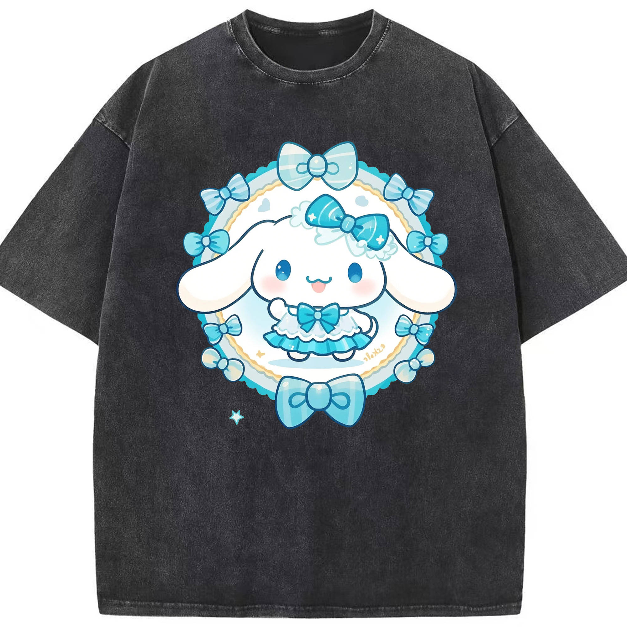 サンリオシナモロール - 綿100％ ヴィンテージ風 半袖Tシャツ ・ フロントプリント ・ 柔らか肌触り ・ 通気性 快適 ・ スポーツ カジュアル 外出用