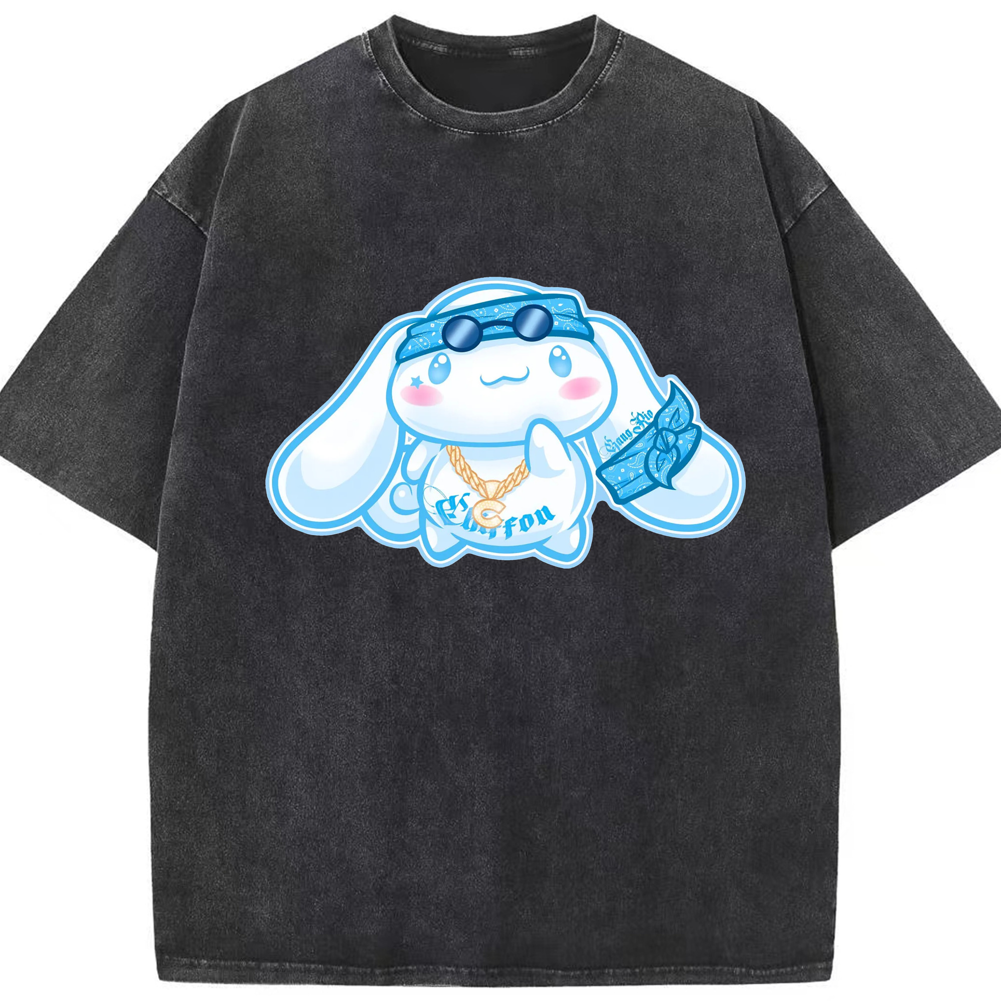 おもしろいシナモロール - 綿100％ ヴィンテージ風 半袖Tシャツ ・ フロントプリント ・ 柔らか肌触り ・ 通気性 快適 ・ スポーツ カジュアル 外出用