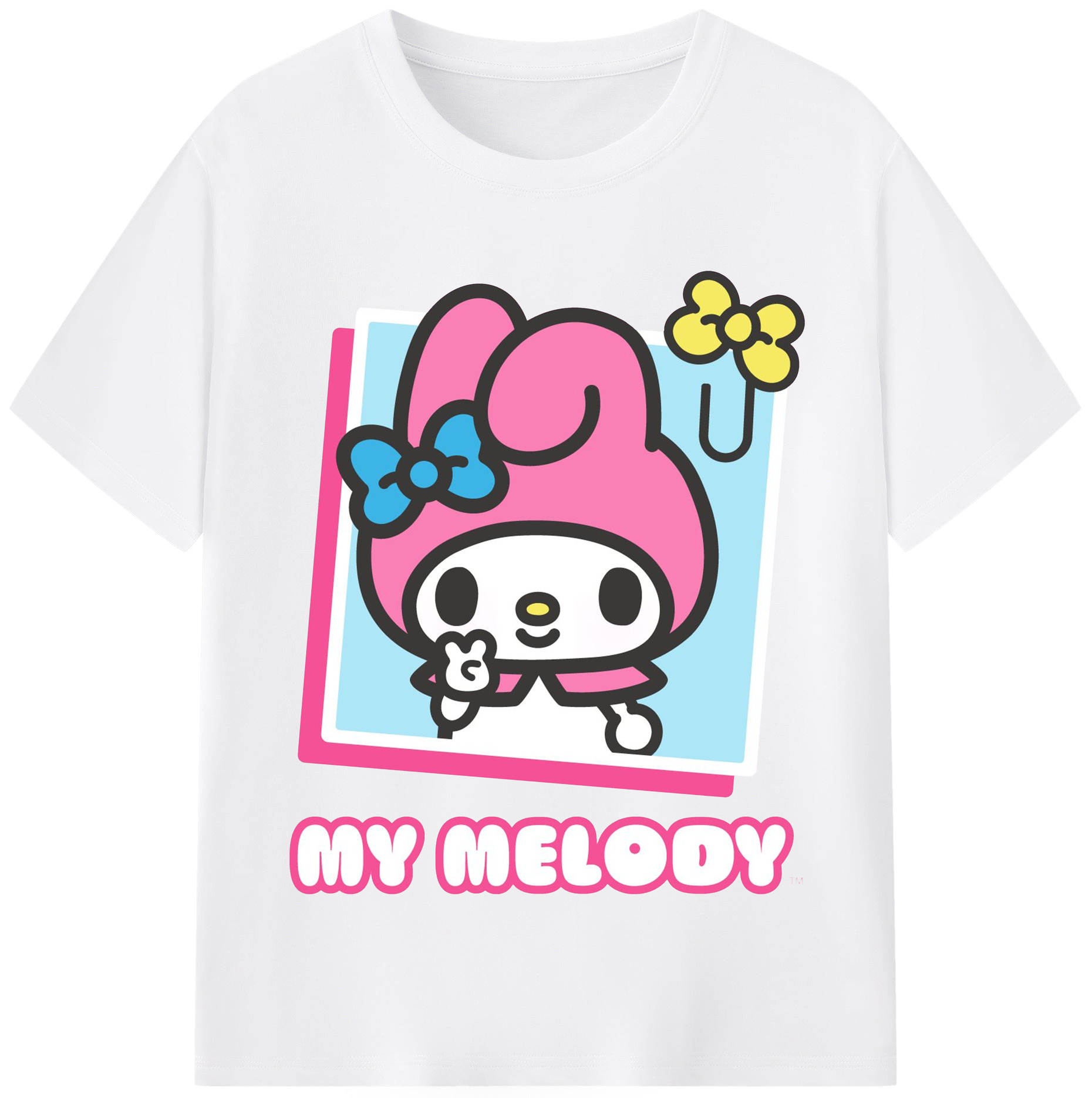 サンリオマイメロディ - 綿100％ 半袖Tシャツ ・ フロントプリント ・ 快適 通気性 ・ 日常使い 散歩 スポーツ用