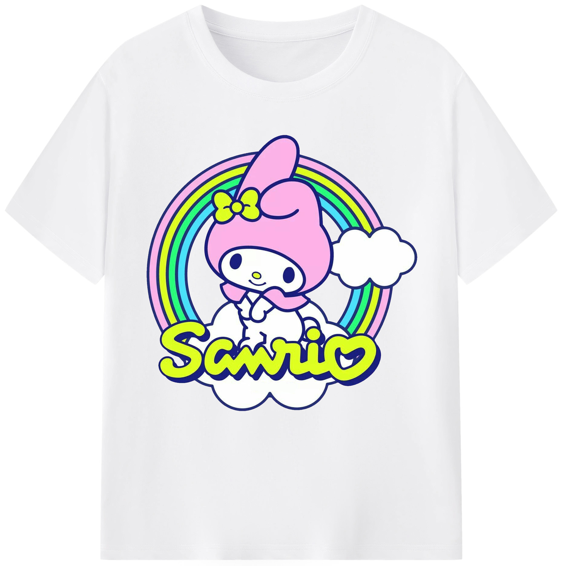 サンリオマイメロディ - 綿100％ 半袖Tシャツ ・ フロントプリント ・ 快適 通気性 ・ 日常使い 散歩 スポーツ用