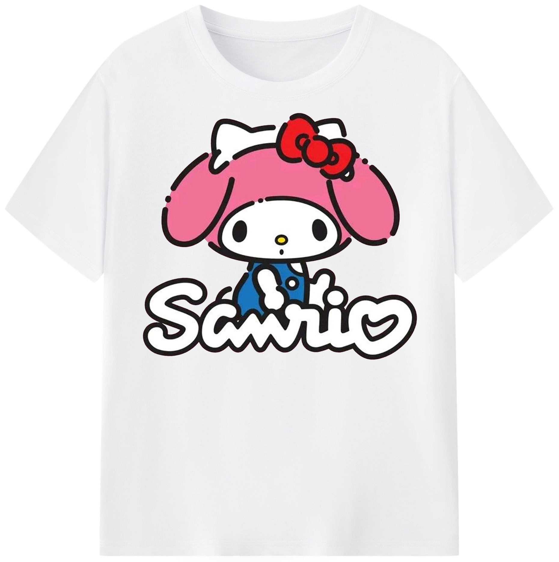 サンリオマイメロディ - 綿100％ 半袖Tシャツ ・ フロントプリント ・ 快適 通気性 ・ 日常使い 散歩 スポーツ用