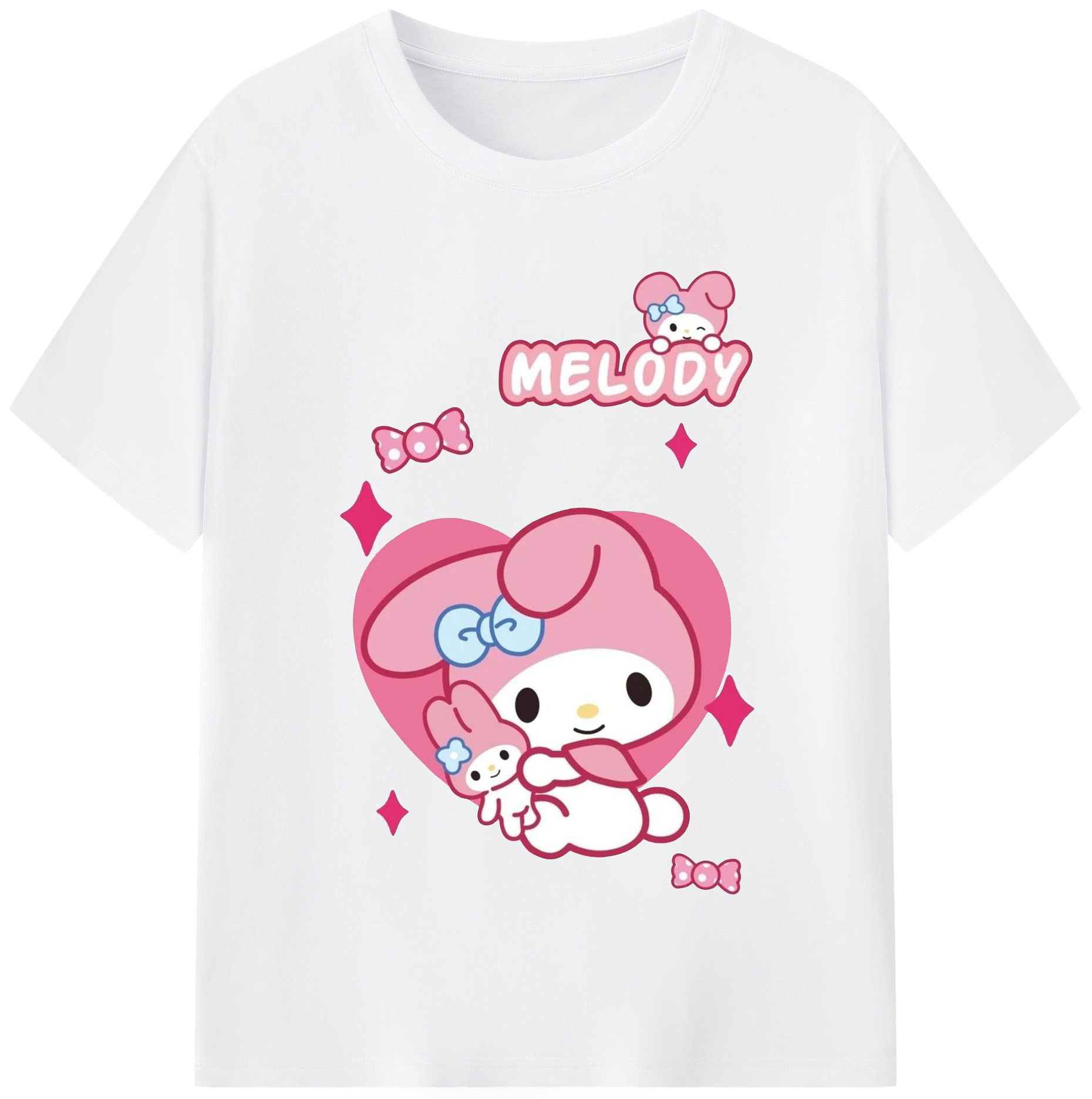 おもしろいマイメロディ - 綿100％ 半袖Tシャツ ・ フロントプリント ・ 快適 通気性 ・ 日常使い 散歩 スポーツ用