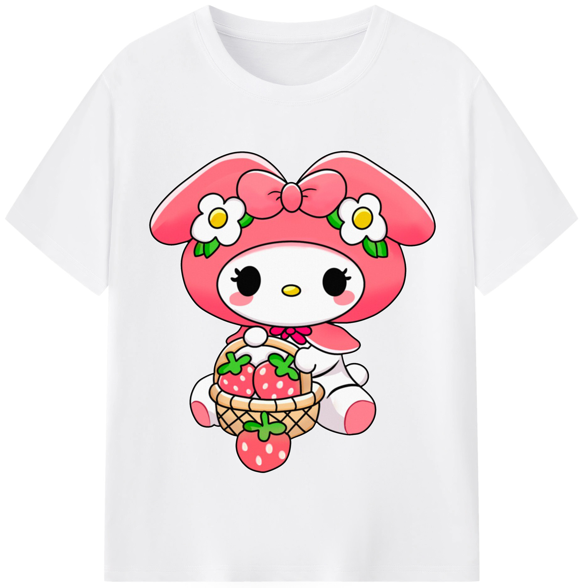 スイートなマイメロディ - 綿100％ 半袖Tシャツ ・ フロントプリント ・ 快適 通気性 ・ 日常使い 散歩 スポーツ用