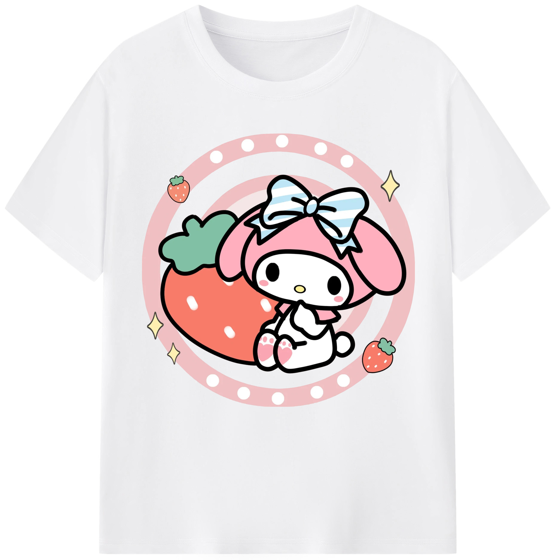 スイートなマイメロディ - 綿100％ 半袖Tシャツ ・ フロントプリント ・ 快適 通気性 ・ 日常使い 散歩 スポーツ用