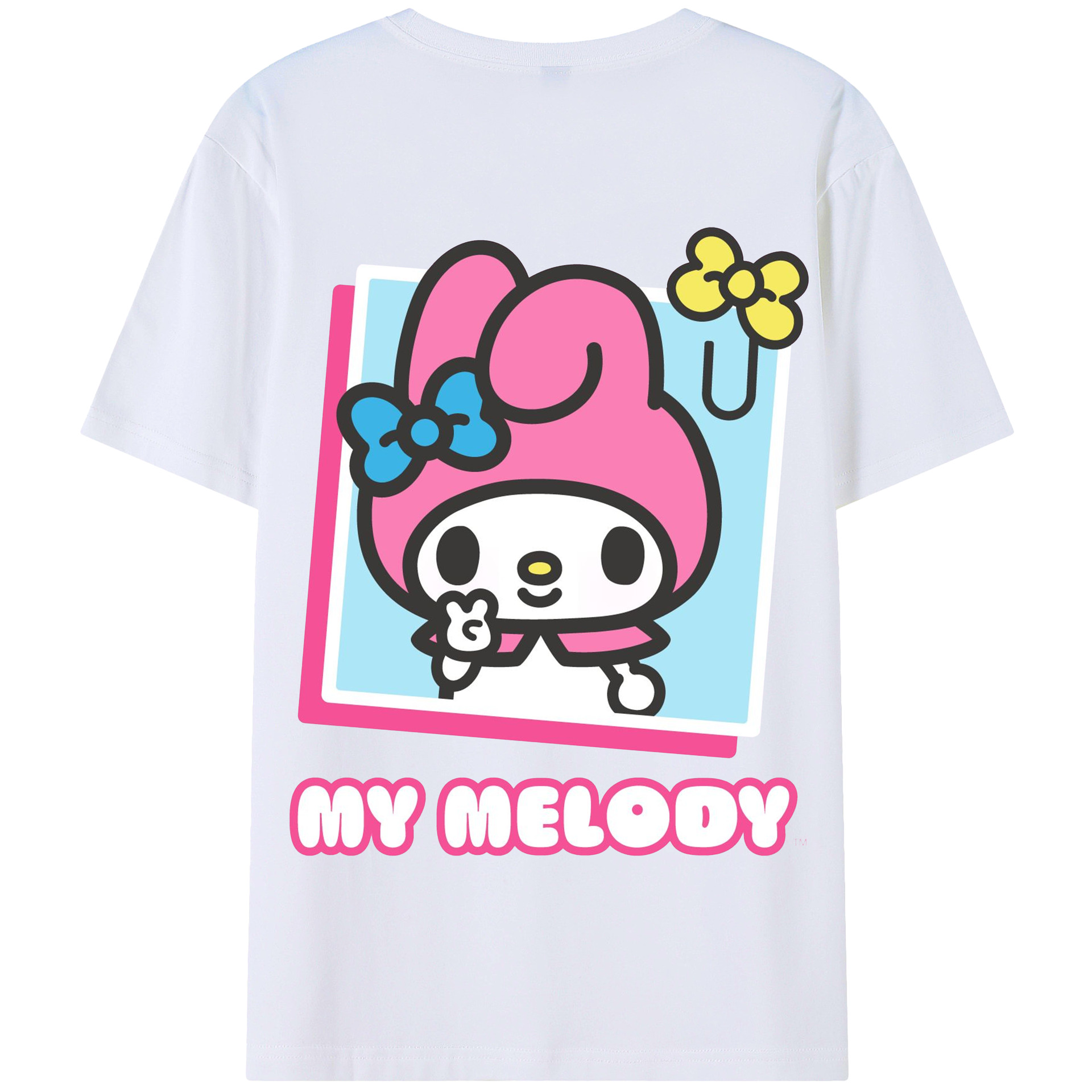 サンリオマイメロディ - 綿100％ 半袖Tシャツ ・ バックプリント ・ 快適 通気性 ・ 日常使い 散歩 スポーツ用