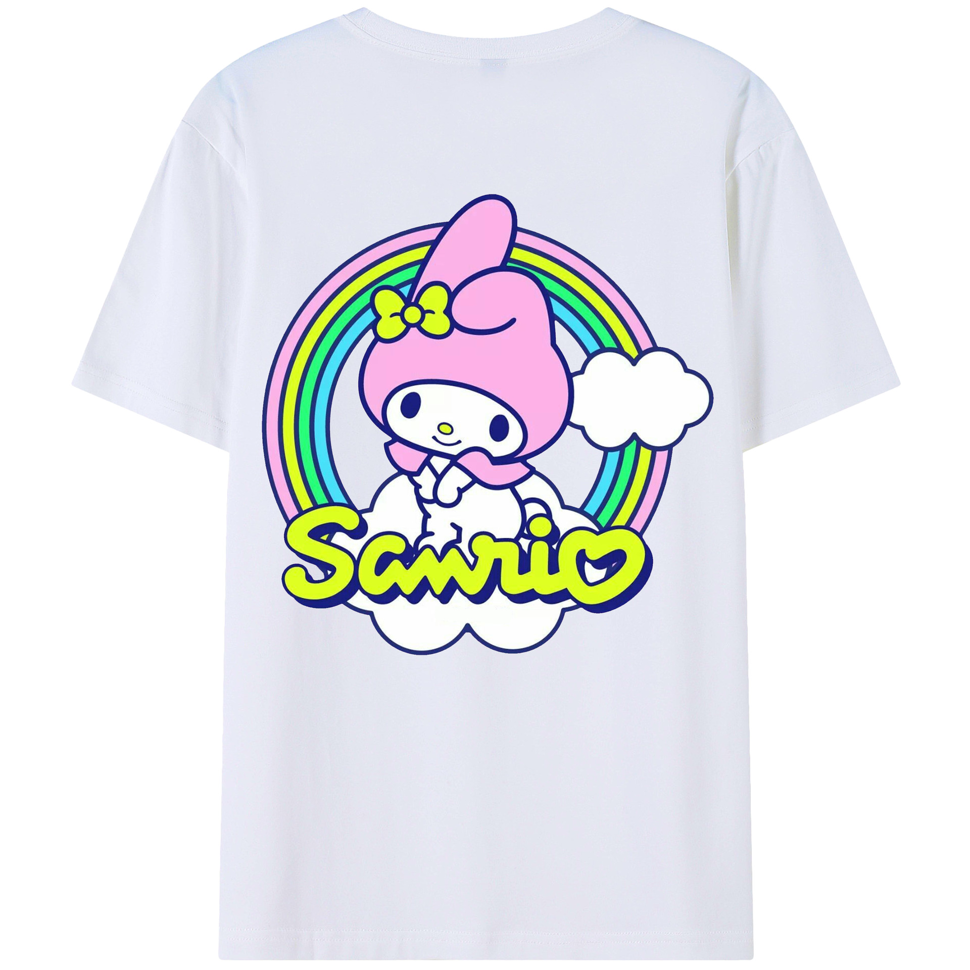 サンリオマイメロディ - 綿100％ 半袖Tシャツ ・ バックプリント ・ 快適 通気性 ・ 日常使い 散歩 スポーツ用