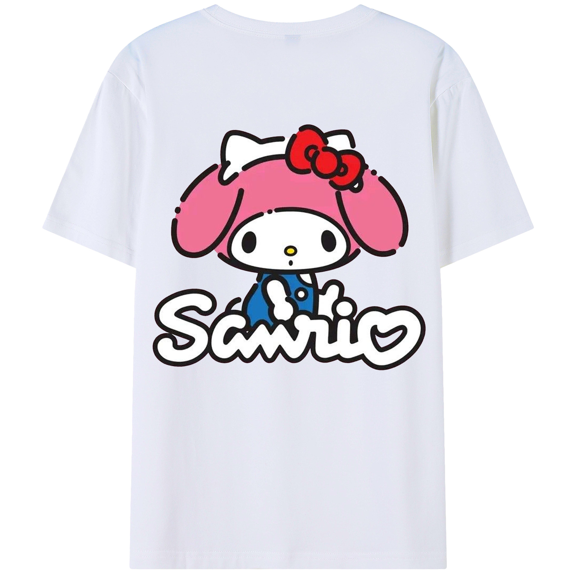 サンリオマイメロディ - 綿100％ 半袖Tシャツ ・ バックプリント ・ 快適 通気性 ・ 日常使い 散歩 スポーツ用