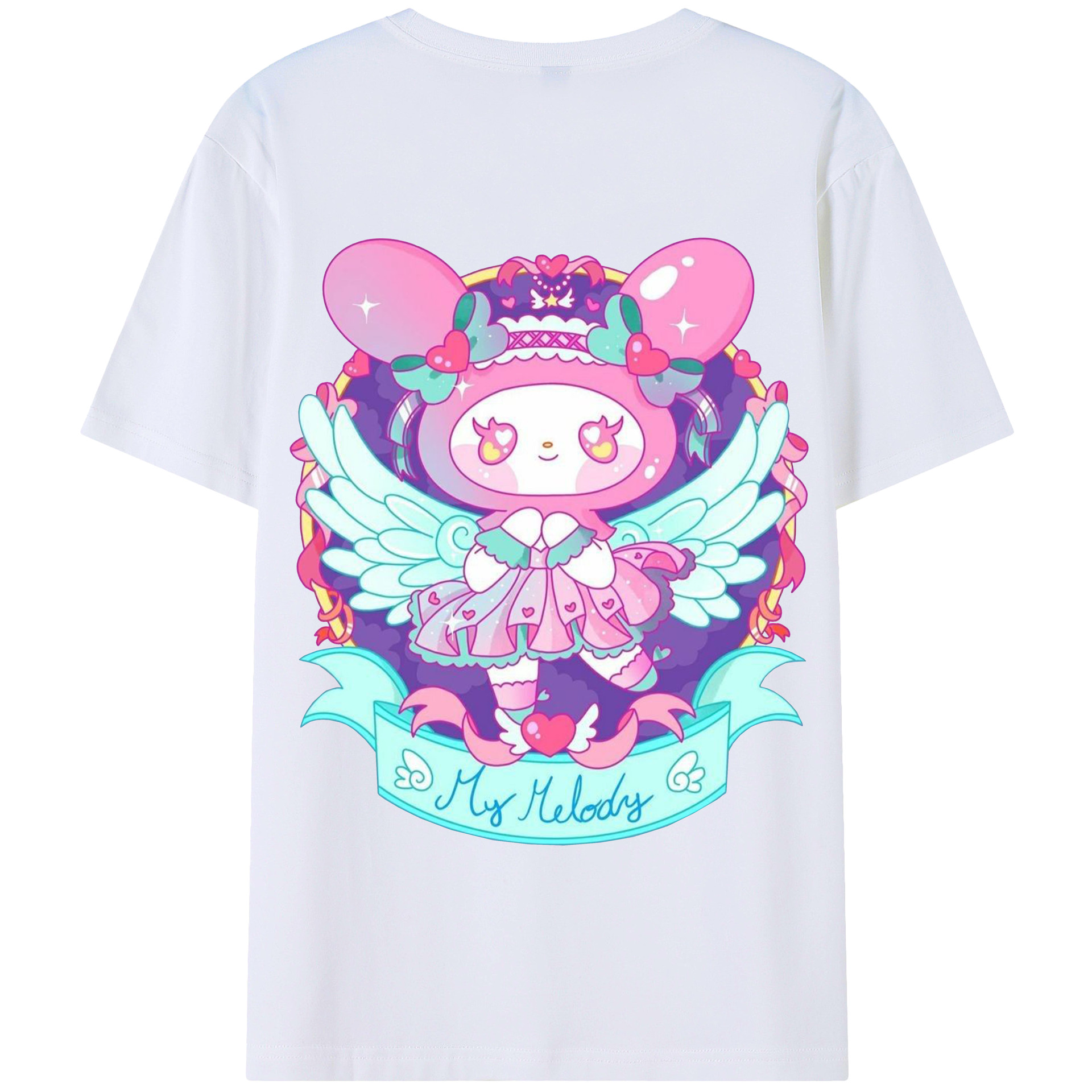 クールなマイメロディ - 綿100％ 半袖Tシャツ ・ バックプリント ・ 快適 通気性 ・ 日常使い 散歩 スポーツ用