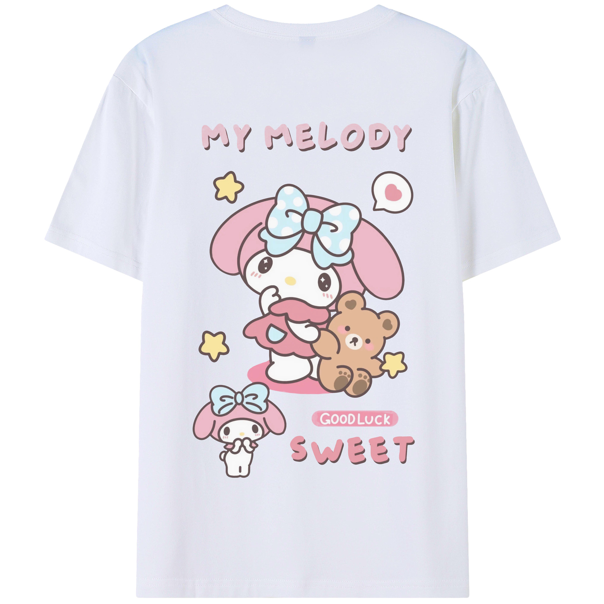 スイートなマイメロディ - 綿100％ 半袖Tシャツ ・ バックプリント ・ 快適 通気性 ・ 日常使い 散歩 スポーツ用