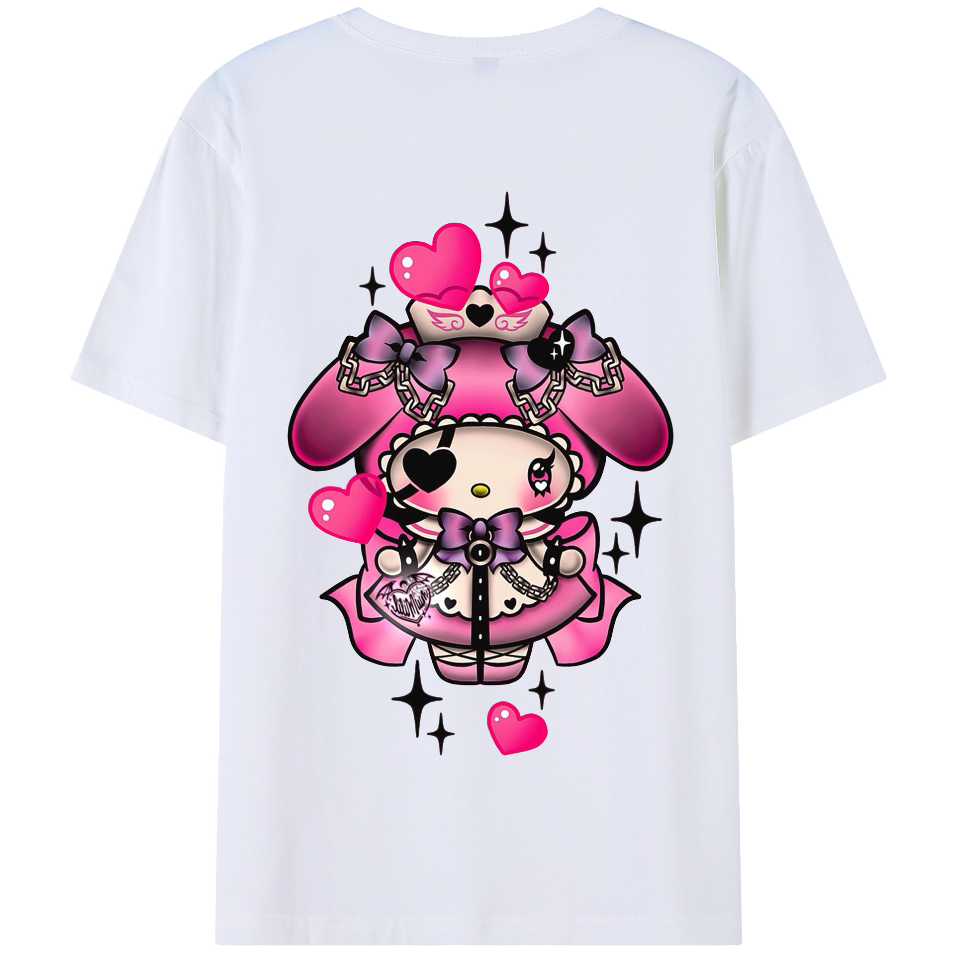 クールなマイメロディ - 綿100％ 半袖Tシャツ ・ バックプリント ・ 快適 通気性 ・ 日常使い 散歩 スポーツ用