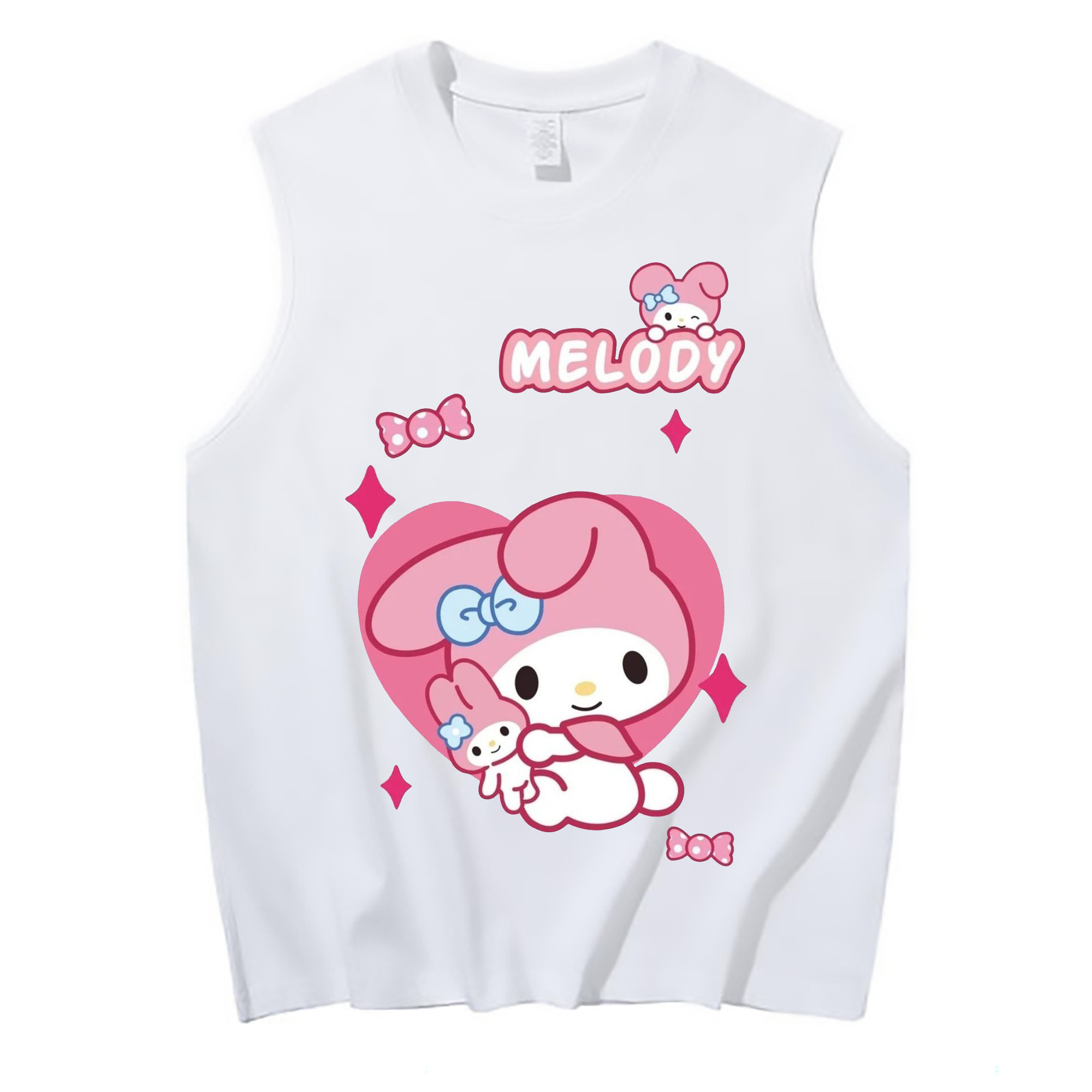 おもしろいマイメロディ - コットン100％ タンクトップ ・ フロントプリント ・ タイトフィット ・ 快適 通気性 ・ スポーツ カジュアル 散歩用