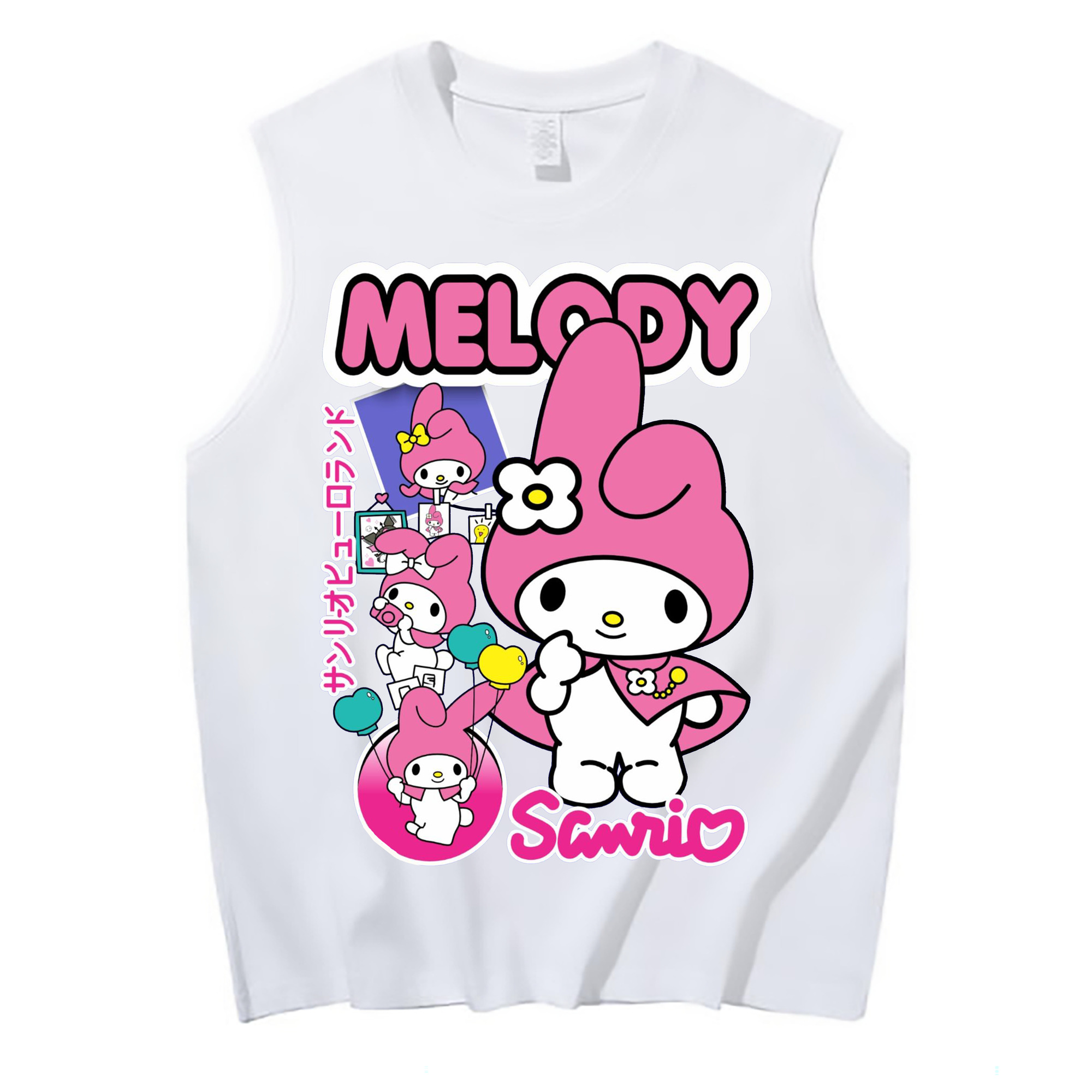 おもしろいマイメロディ - コットン100％ タンクトップ ・ フロントプリント ・ タイトフィット ・ 快適 通気性 ・ スポーツ カジュアル 散歩用