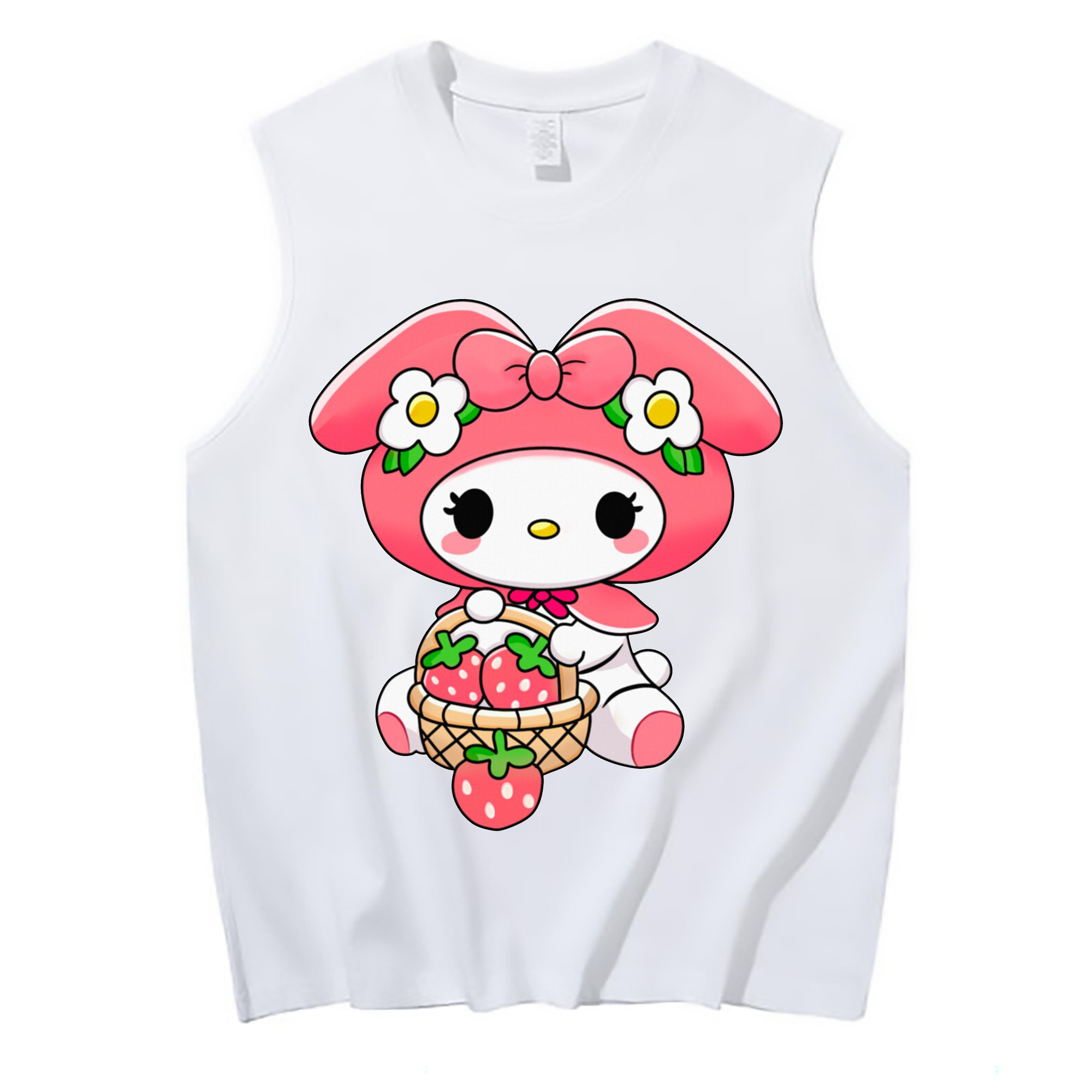 スイートなマイメロディ - コットン100％ タンクトップ ・ フロントプリント ・ タイトフィット ・ 快適 通気性 ・ スポーツ カジュアル 散歩用